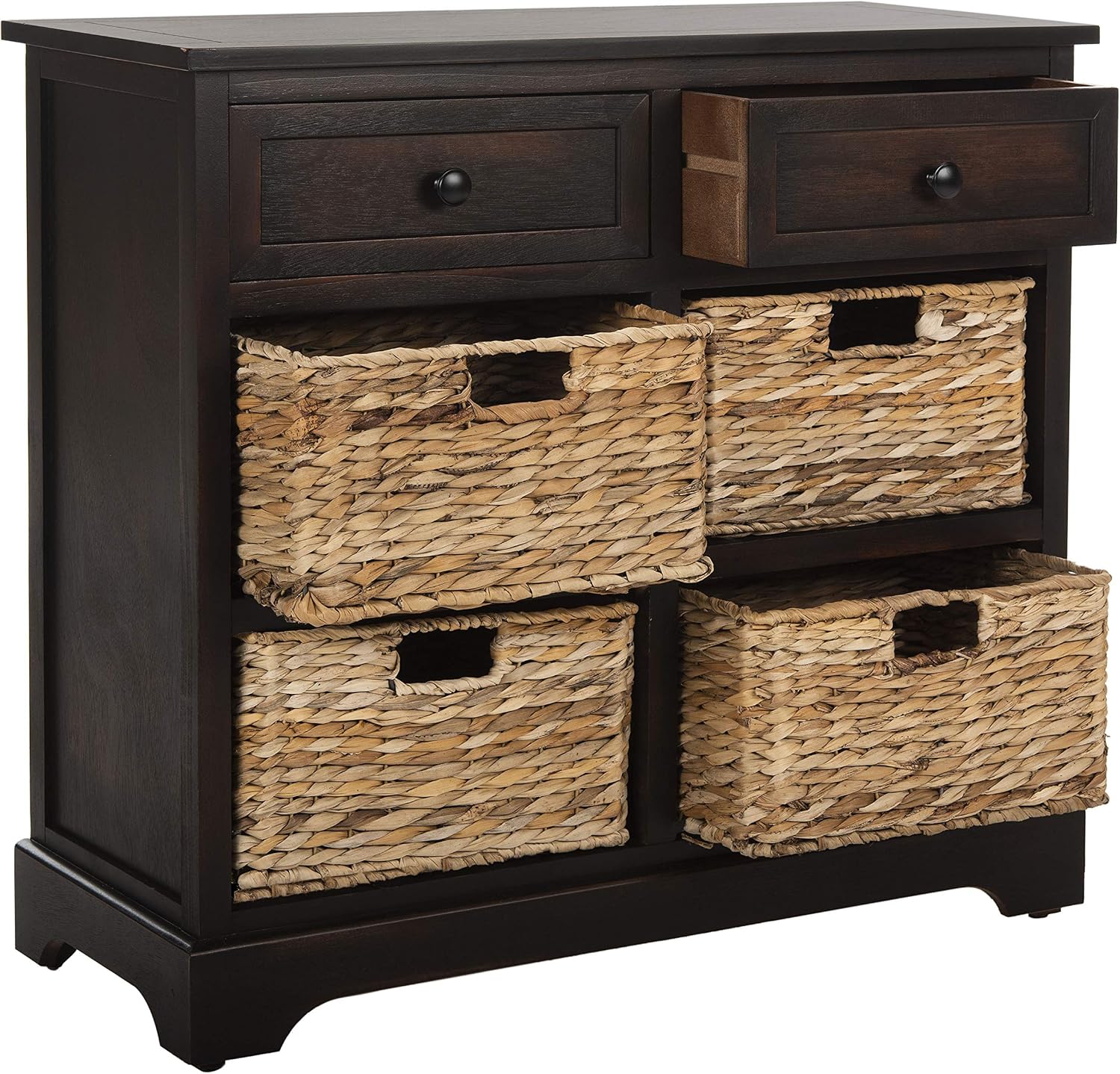 SAFAVIEH Furniture - Herman 2-Drawer Storage Unit - Brown - Solid Wood - Classic Storage Design - Ideal for Living Room, Entryway, Home Office, 29' W x 13' D x 27.5' H - Fully Assembled (AMH5702F)