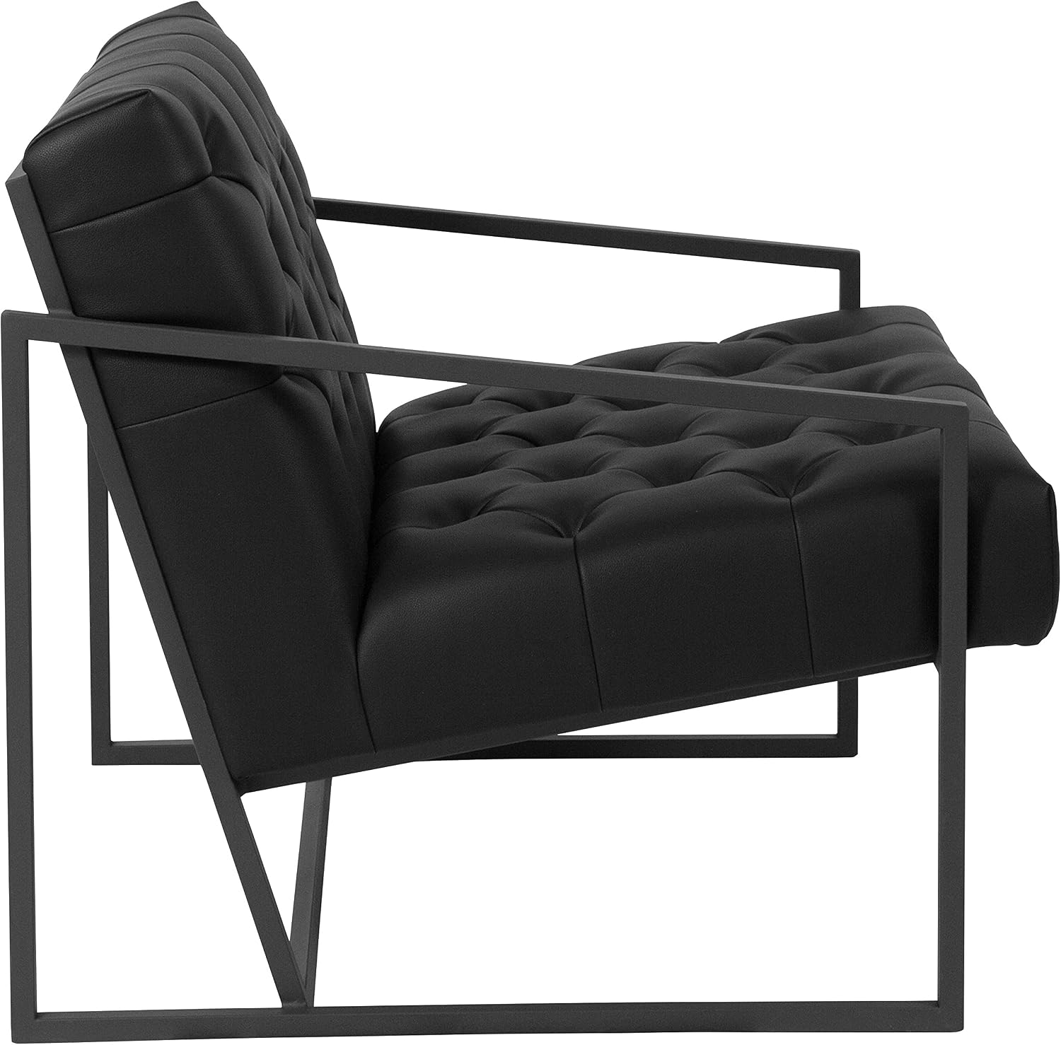 Flash Furniture Hercules Madison Series LeatherSoft Tufted Lounge Chair, Tufted Retro Accent Chair for Living Room or Office, Black