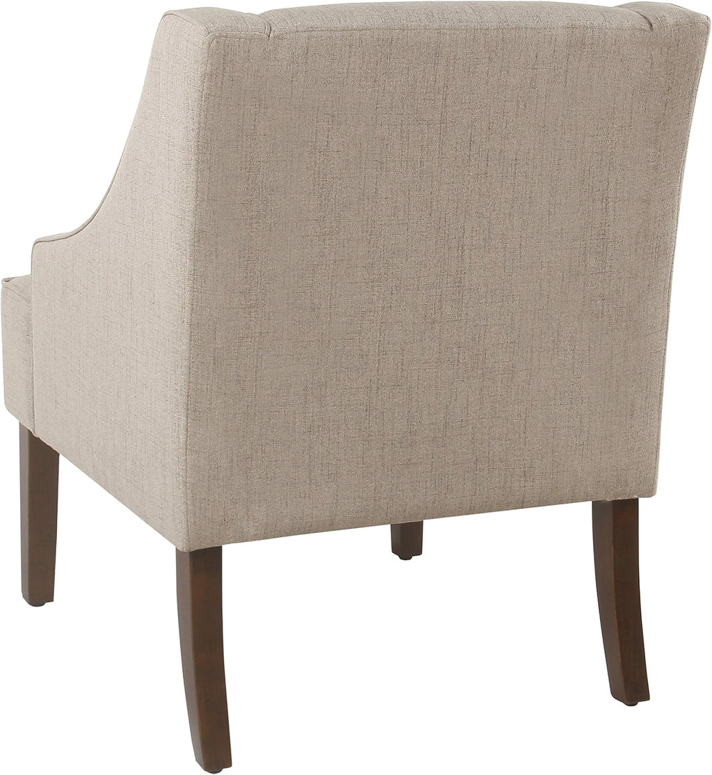 Homepop Home Decor | Upholstered Swoop Arm Accent Chair | Accent Chairs for Living Room & Bedroom | Decorative Home Furniture，Light Taupe