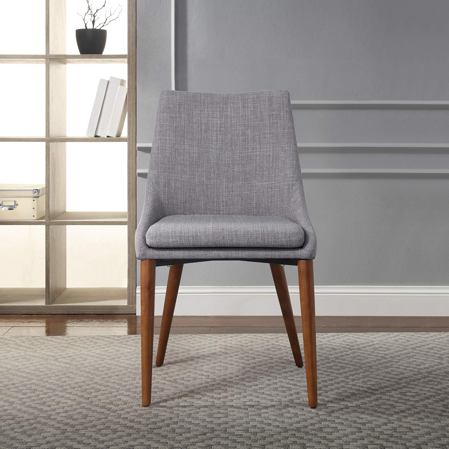 OSP Home Furnishings Palmer Mid-Century Modern Dining Accent Chair 2-Pack, Dove