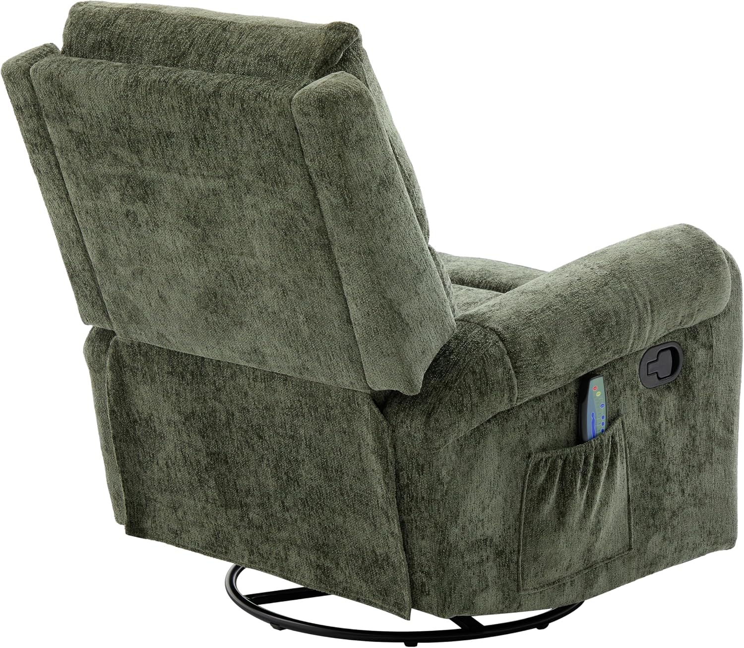 Christopher Knight Home Harper Massage Recliner Chair with 8 Modes, Chenille Upholstered Recliner Sofa, Swivel Massage Chair with a Side Storage Pocket for Living Room/Bedroom, Head Support, Green