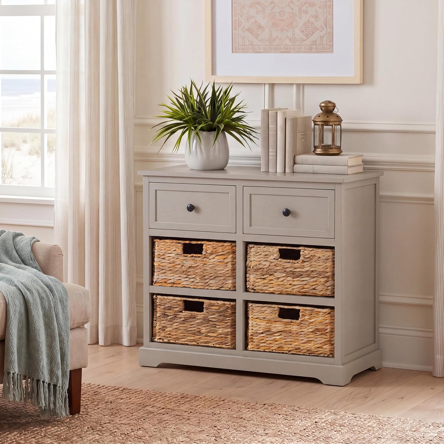 SAFAVIEH Furniture - Herman 2-Drawer Storage Unit - Vintage Grey - Solid Wood - Classic Storage Design - Ideal for Living Room, Entryway, Home Office, 29'W x 13'D x 27.5'H - Fully Assembled (AMH5702A)