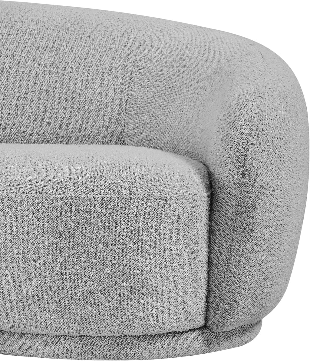 Meridian Furniture 693Grey-C Hyde Collection Modern | Contemporary Boucle Fabric Upholstered Accent Chair with Rounded Back, Grey, 42' W x 38' D x 27.5' H