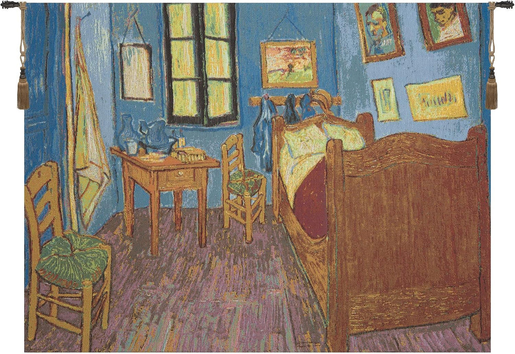 C Charlotte Home Furnishings Inc Chambre European Tapestry Wall Hanging | Viscose Cotton and Polyester Blend Wall Art | 28 in. x 37 in | Home Decor Accents | Inspired by Vincent Van Gogh