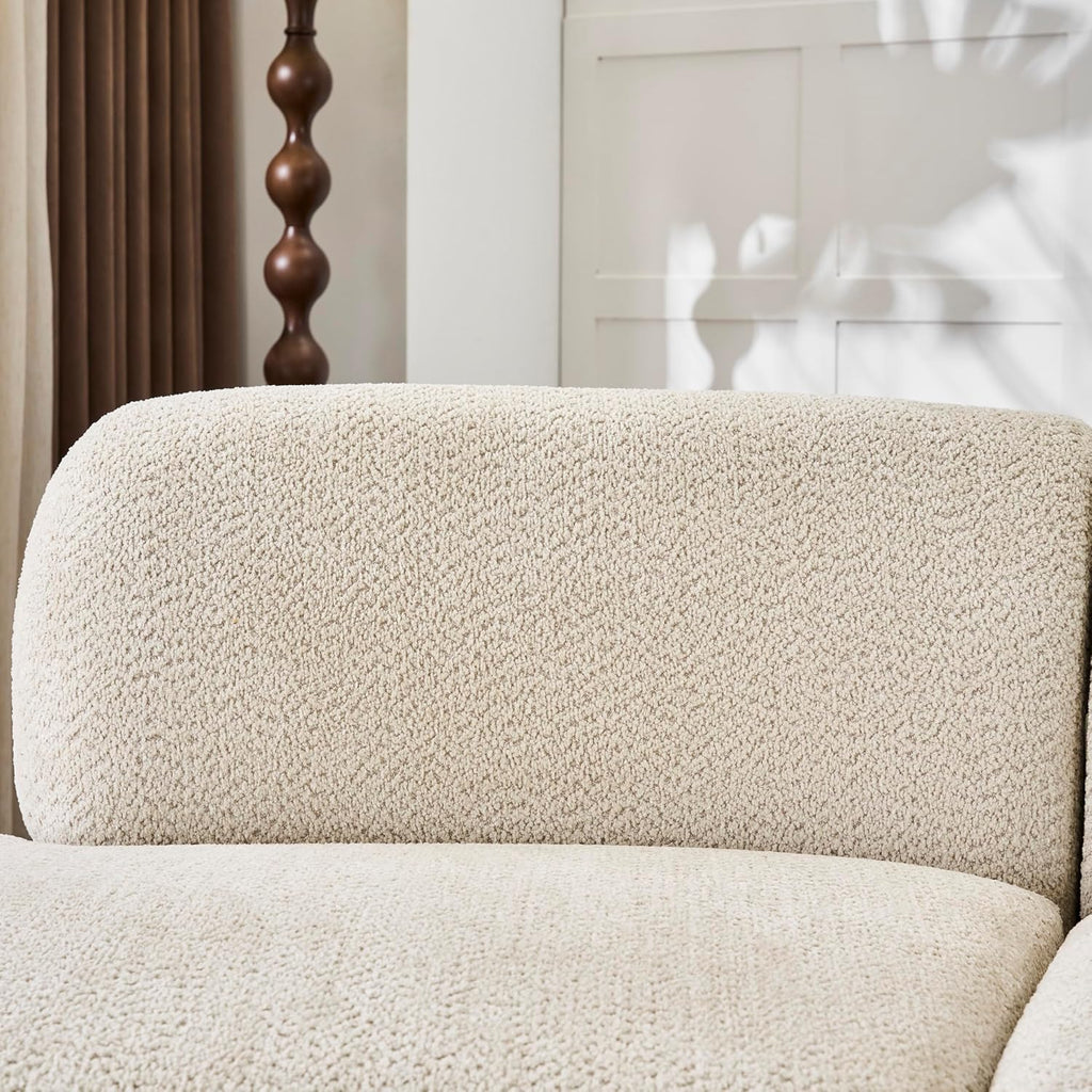 Christopher Knight Home Xata 100.75' Boucle Upholstered Sectional Sofa, Armless 3-Seater Home Sofa Living Room, Sturdy Wooden Frame Couches with Curved Design, Cloud Couch with Deep Seat, Beige