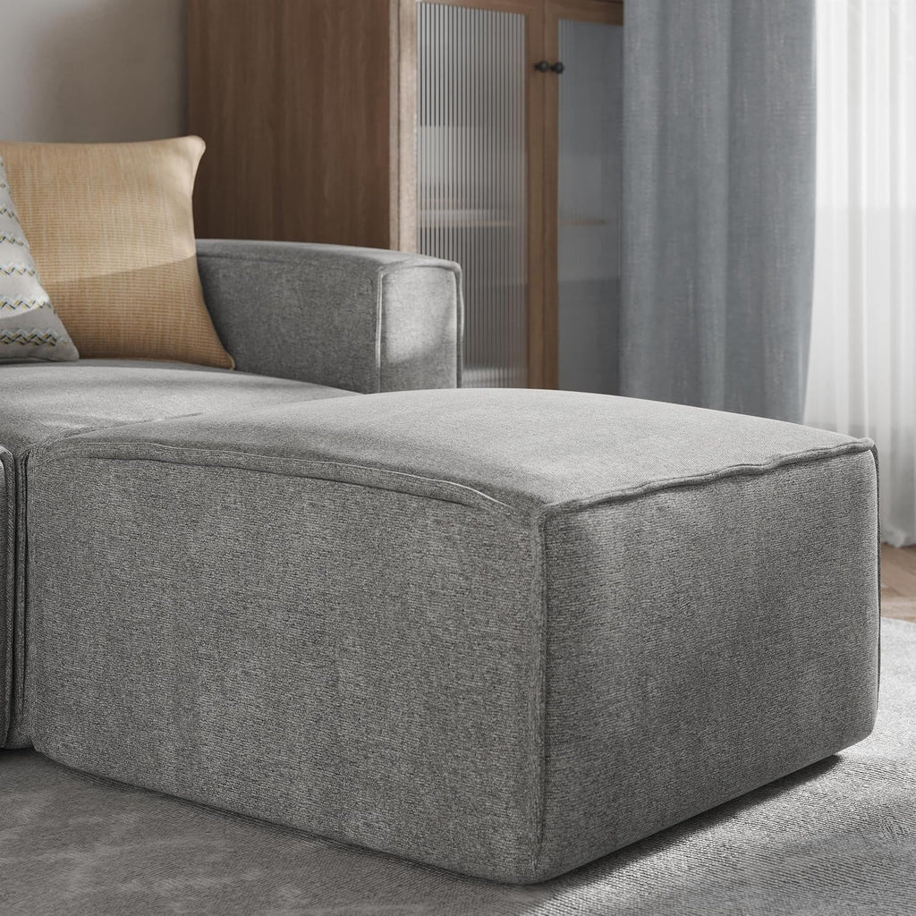Flash Furniture Bridgetown Fabric Ottoman Module for Sectional Sofa, Customizable Modular Couch Ottoman, Gray