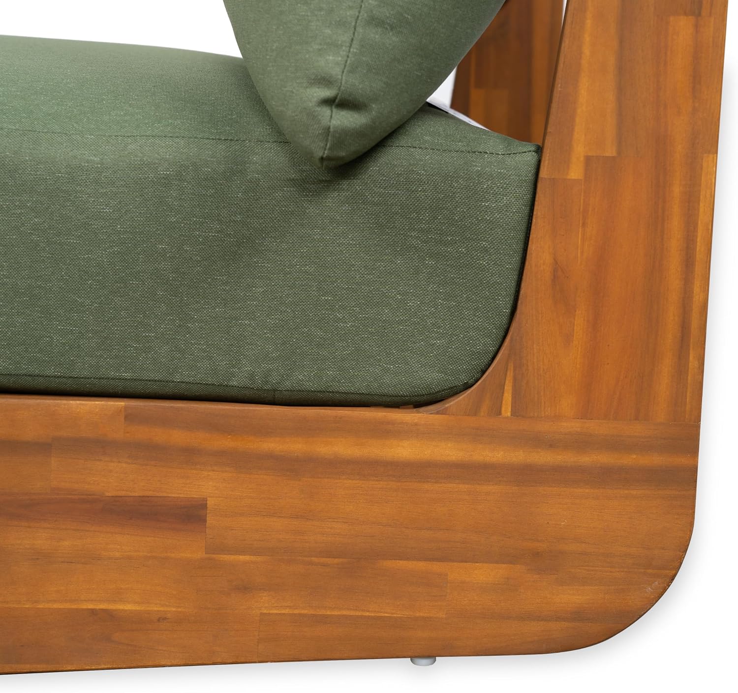 Christopher Knight Home Poppy Outdoor Club Chair with Water Resistant, Acacia Wood Lounge Chair Outdoor, Patio Low Profile Accent Chair, Comfy Reading Chair for Garden Backyard, Teak + Green