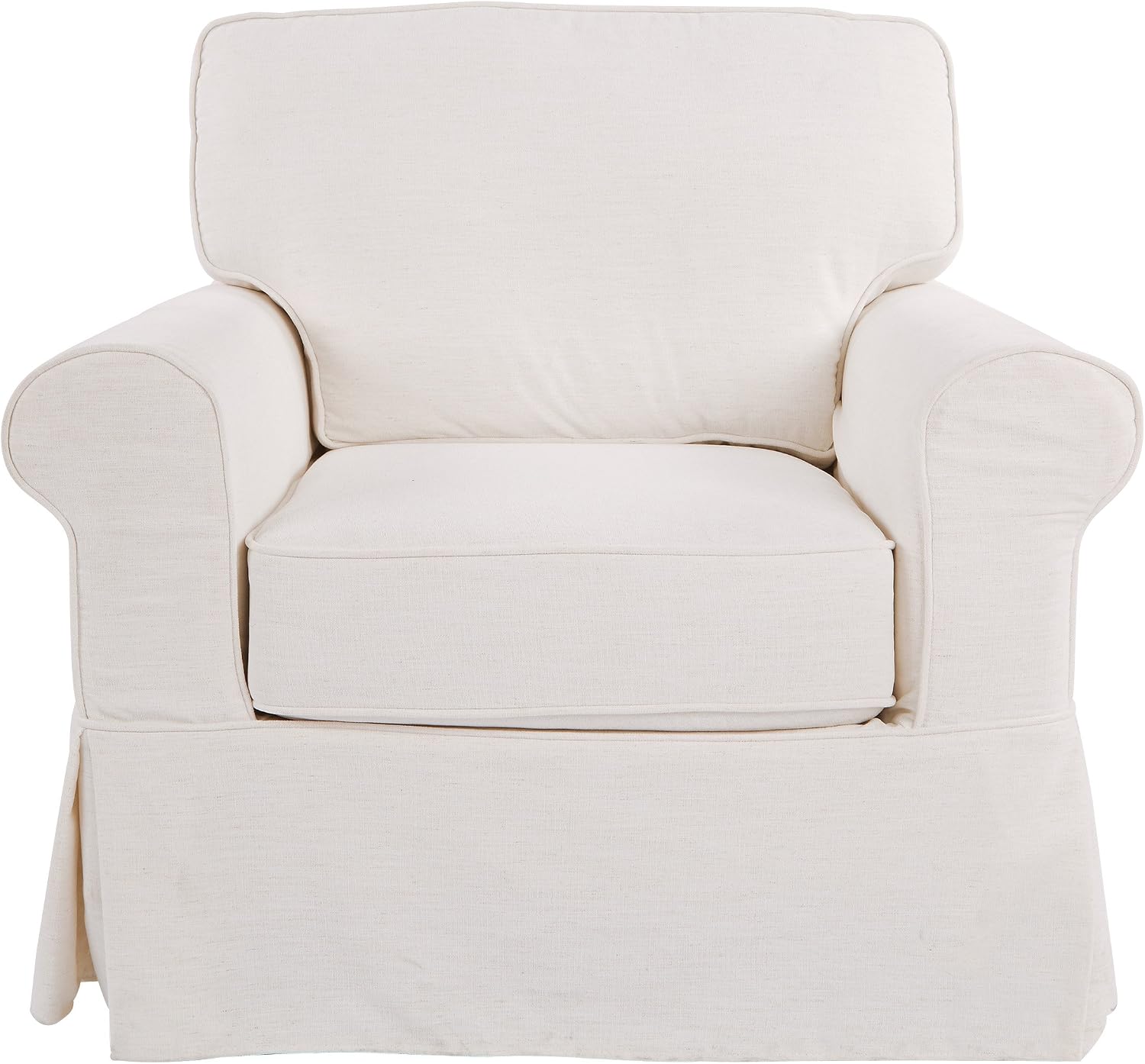 OSP Home Furnishings Ashton Rolled Arm Chair with Slipcover, White