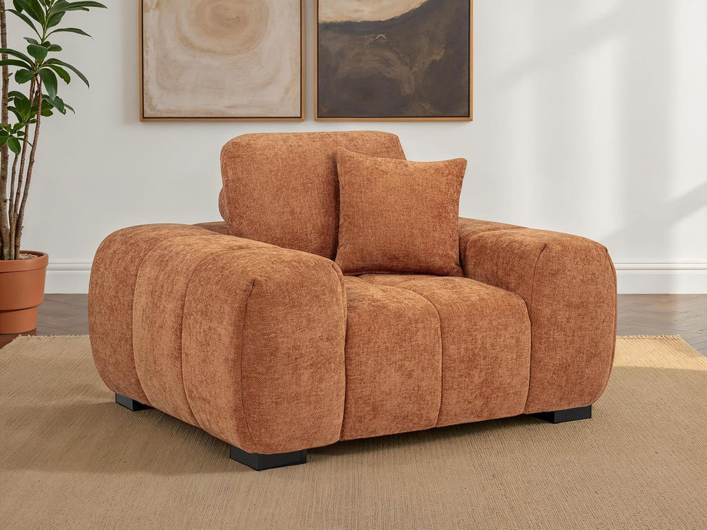 Coaster Home Furnishings - Octavia - Fabric Upholstered Track Arm Accent Chair with Curved Shape, Tufted Waterfall Seat and Reversible Back Cushion - Living Room - Orange - 509353