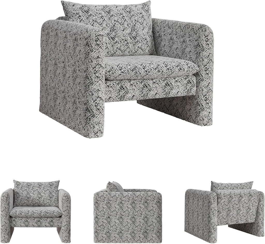 Signature Design by Ashley Kenbell Contemporary Geometric Patterned Accent Chair with Loose Cushions, Black & White