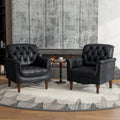 Lumibee Faux Leather Armchairs, Contemporary Accent Chairs Set of 2 with Nailhead Trims & Wood Legs for Living Room, Upholstered Comfy Arm Chairs for Office,Bedroom-Blue Black