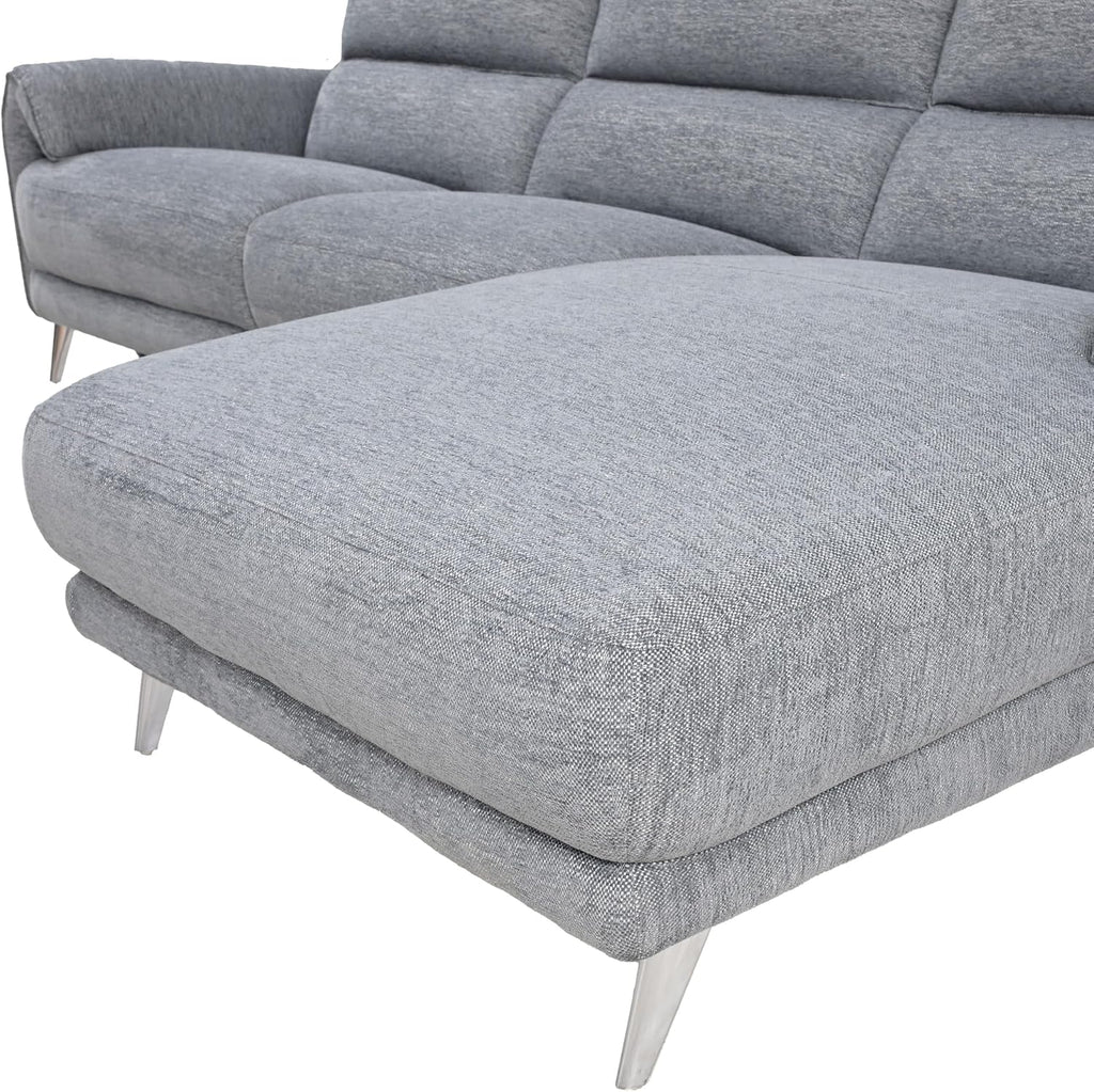 Furniture of America Drex Modern Chenille Sectional Recliner with Chaise and USB Ports, Reclining Sofa, L Shaped Comfy Couches for Living Room, Home Theater, Right Facing, Grey