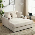 Merax Modern 55' Chaise Lounge with Pillow, Charge Station & Cup Holders,Upholstered Sofa Recliner Chair for Living Room Bedroom Cream