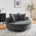 KEIKI 55' Oversized Swivel Accent Chair, Large Barrel Chairs Upholstered Round Swivel Chair, Chenille Single Sofa Armchair, Sleeper Chair for Living Room, Lounge, Green