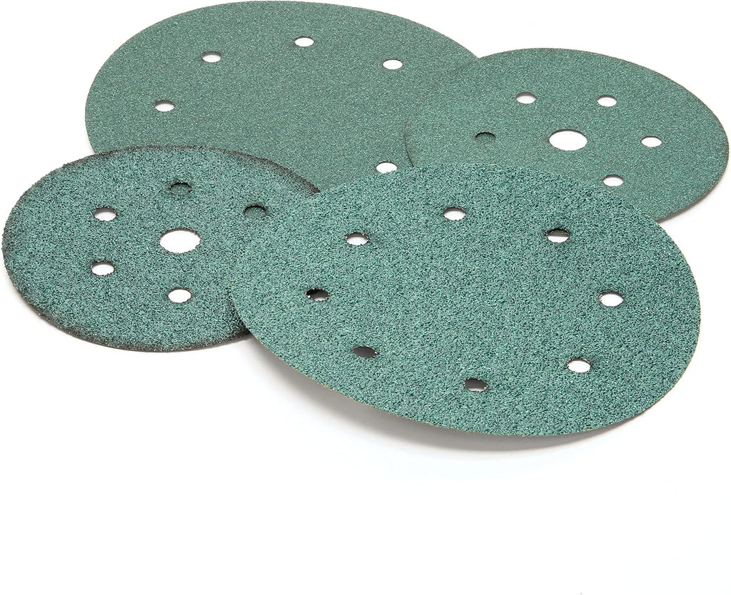 3M Green Corps Hookit Sanding Discs, 00524, No Hole, 8 in, 40+ Grade, Pack of 25 Production Discs, for Coating Removal, Metal Surfaces, Auto Sanding