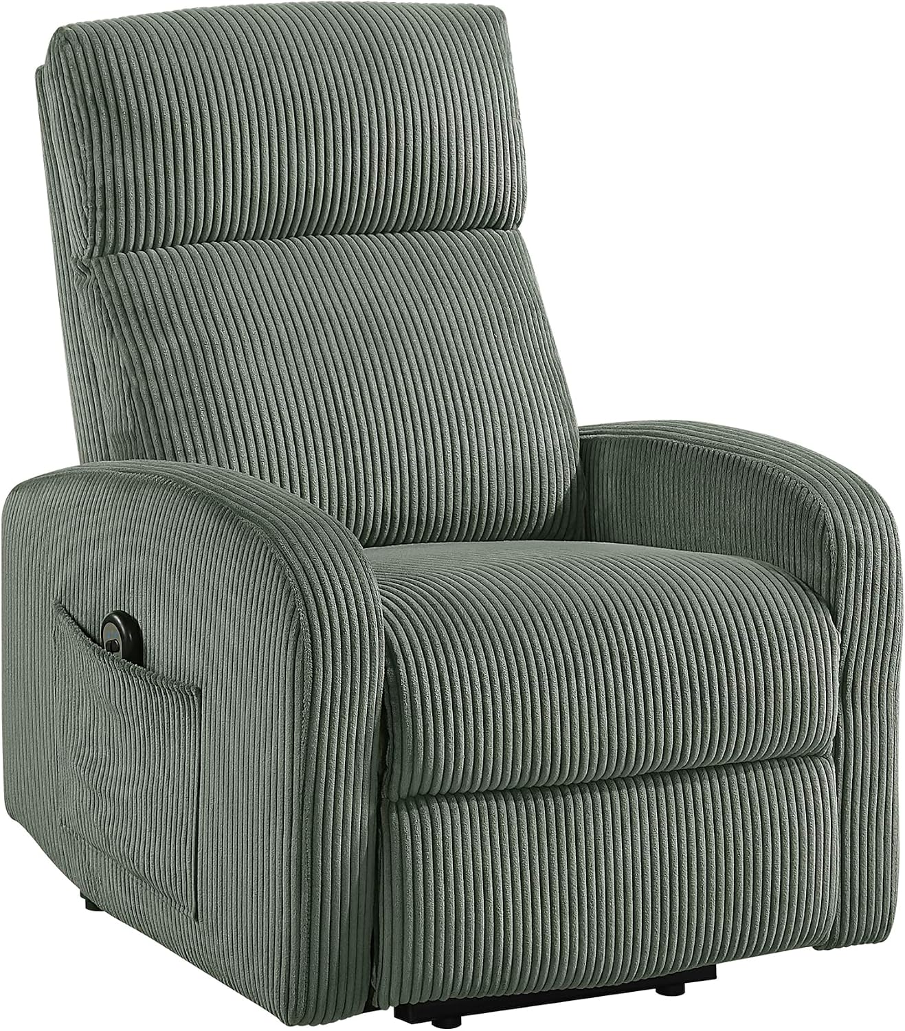 Lexicon Power Lift Recliner Chair for Elderly with Remote Control, Gentle Lift Motion, Side Pocket Armrest, Corduroy Upholstered Electric Recliner for Living Room/Bedroom, Easy Assembly, Green