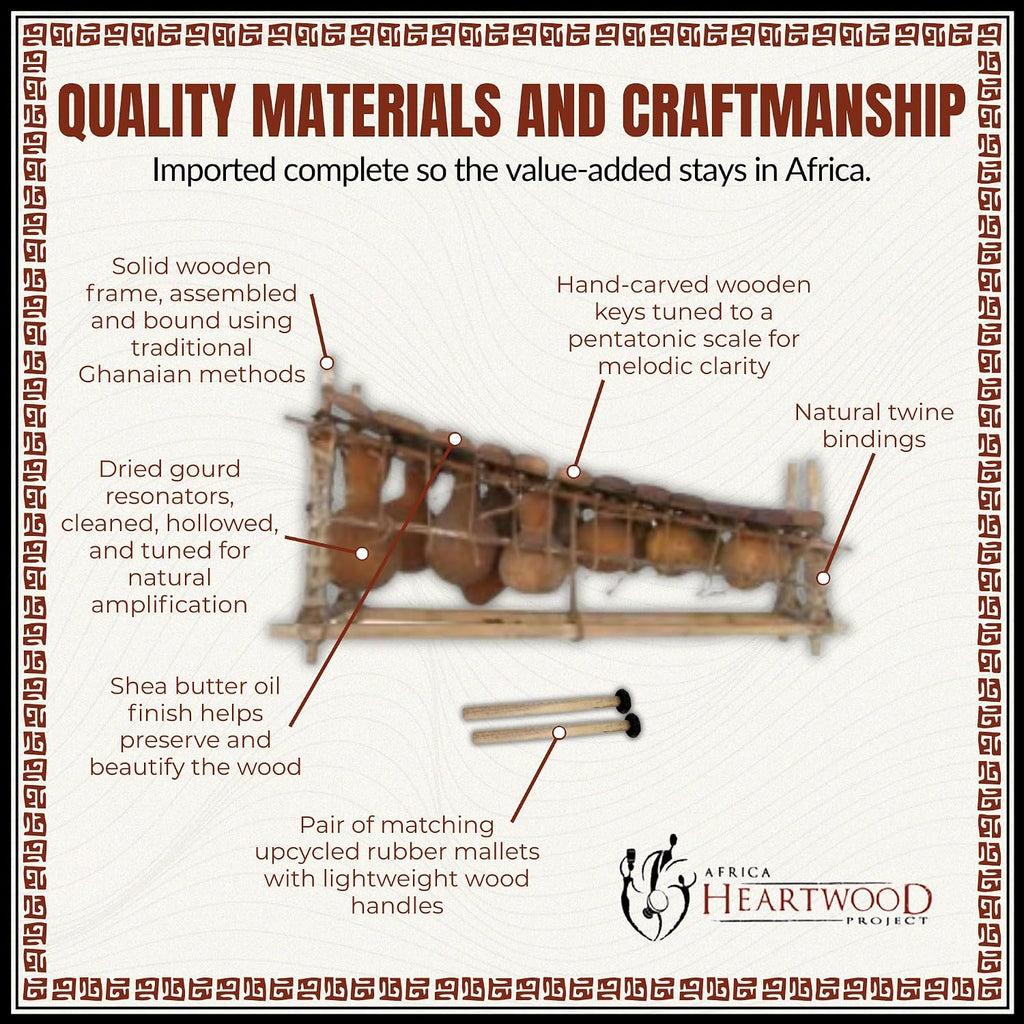Africa Heartwood Project - Ghana Gyil with Mallets - 12 Key C Pentatonic - Marimba Xylophone Balafon from Ghana