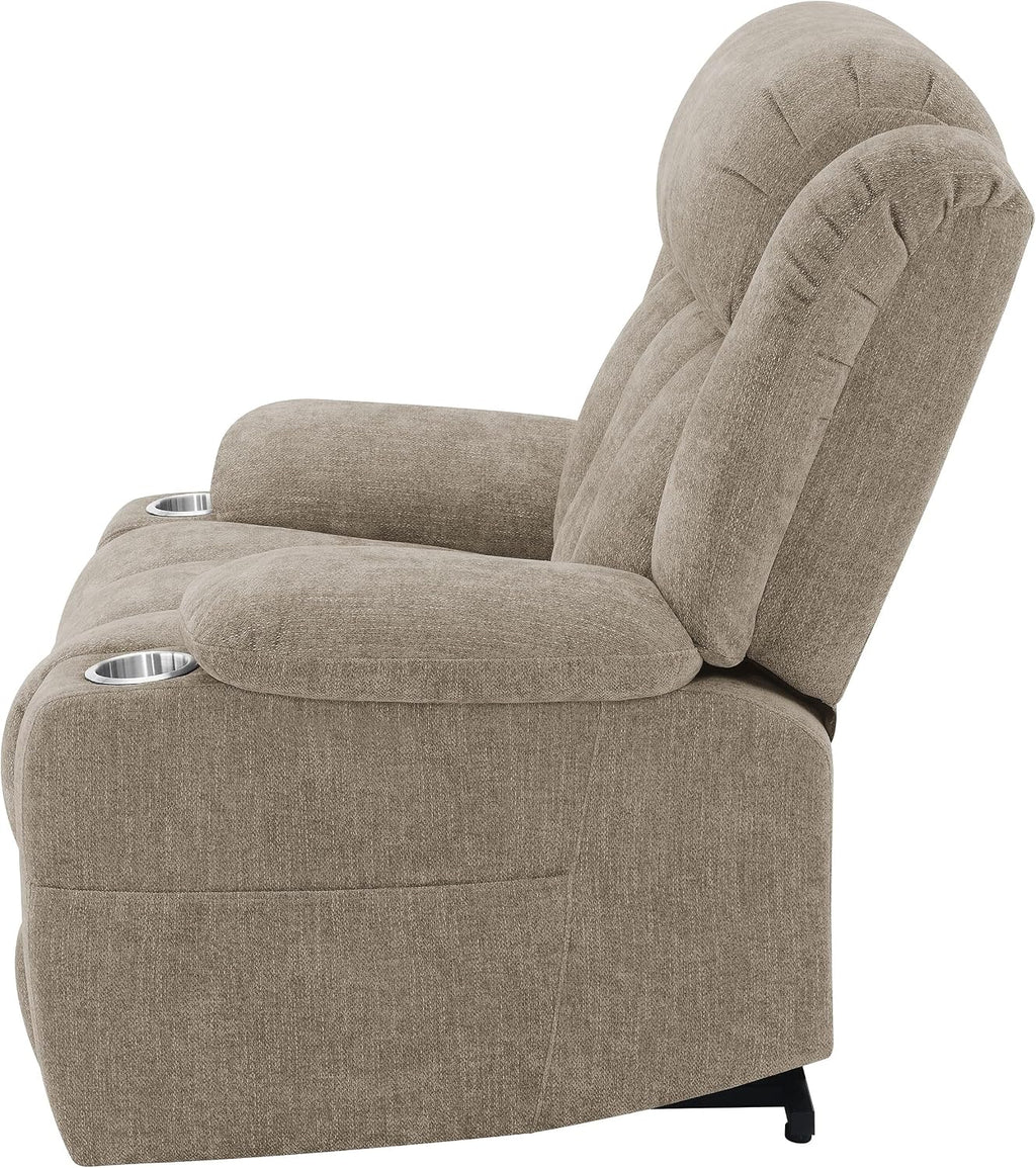 Coaster Home Furnishings - Houston - Fabric Upholstered Power Lift Recliner Chair with Power Panel with USB Port, Cup Holders and Pillowtop Arms - Living Room - Camel - 602274P