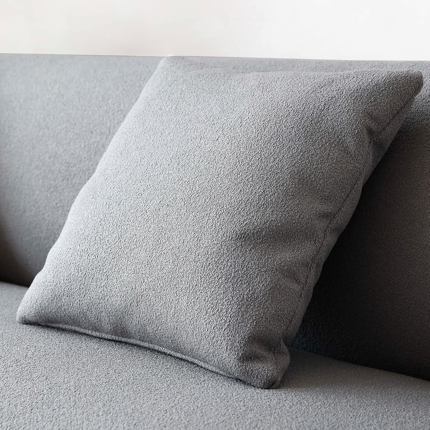 Acanva Modern Minimalist Sofa for Living Room Lounge Home Office, Rounded Edges Couch with Soft Boucle Upholstered, 74'W, Grey