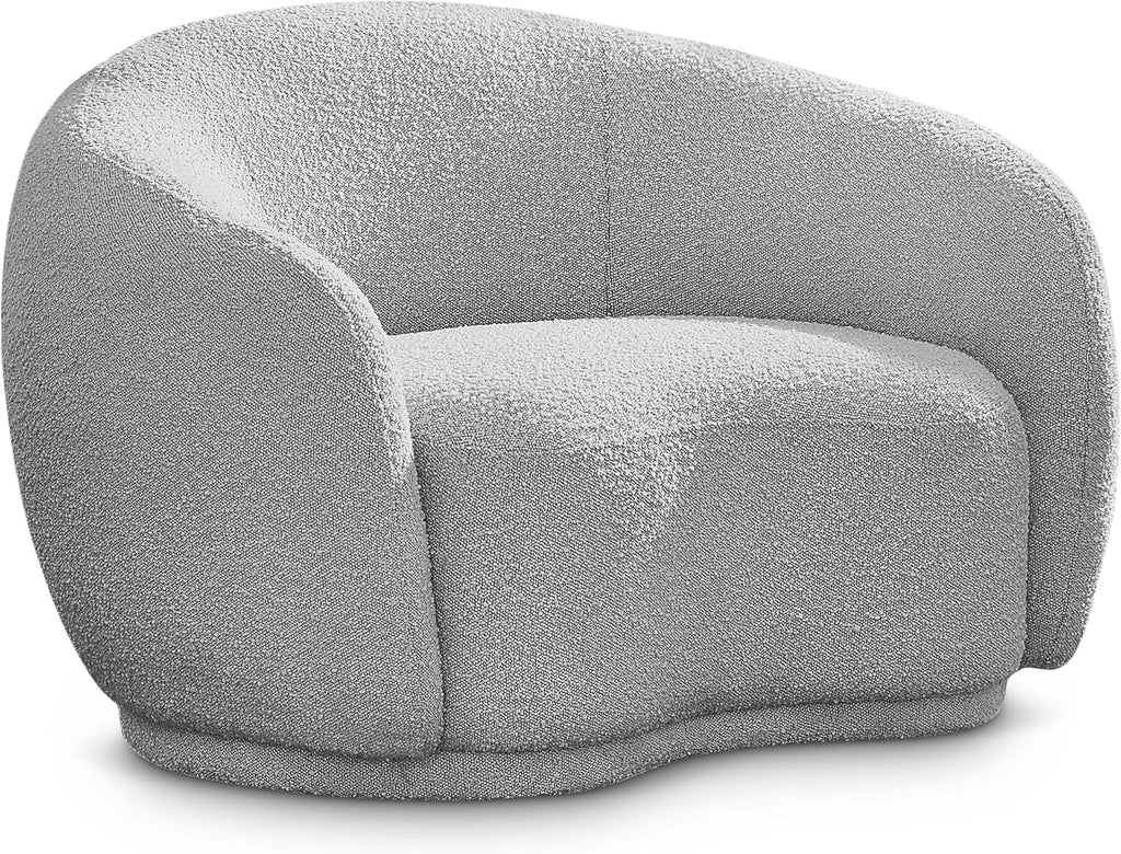 Meridian Furniture 693Grey-C Hyde Collection Modern | Contemporary Boucle Fabric Upholstered Accent Chair with Rounded Back, Grey, 42' W x 38' D x 27.5' H