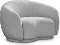 Meridian Furniture 693Grey-C Hyde Collection Modern | Contemporary Boucle Fabric Upholstered Accent Chair with Rounded Back, Grey, 42' W x 38' D x 27.5' H