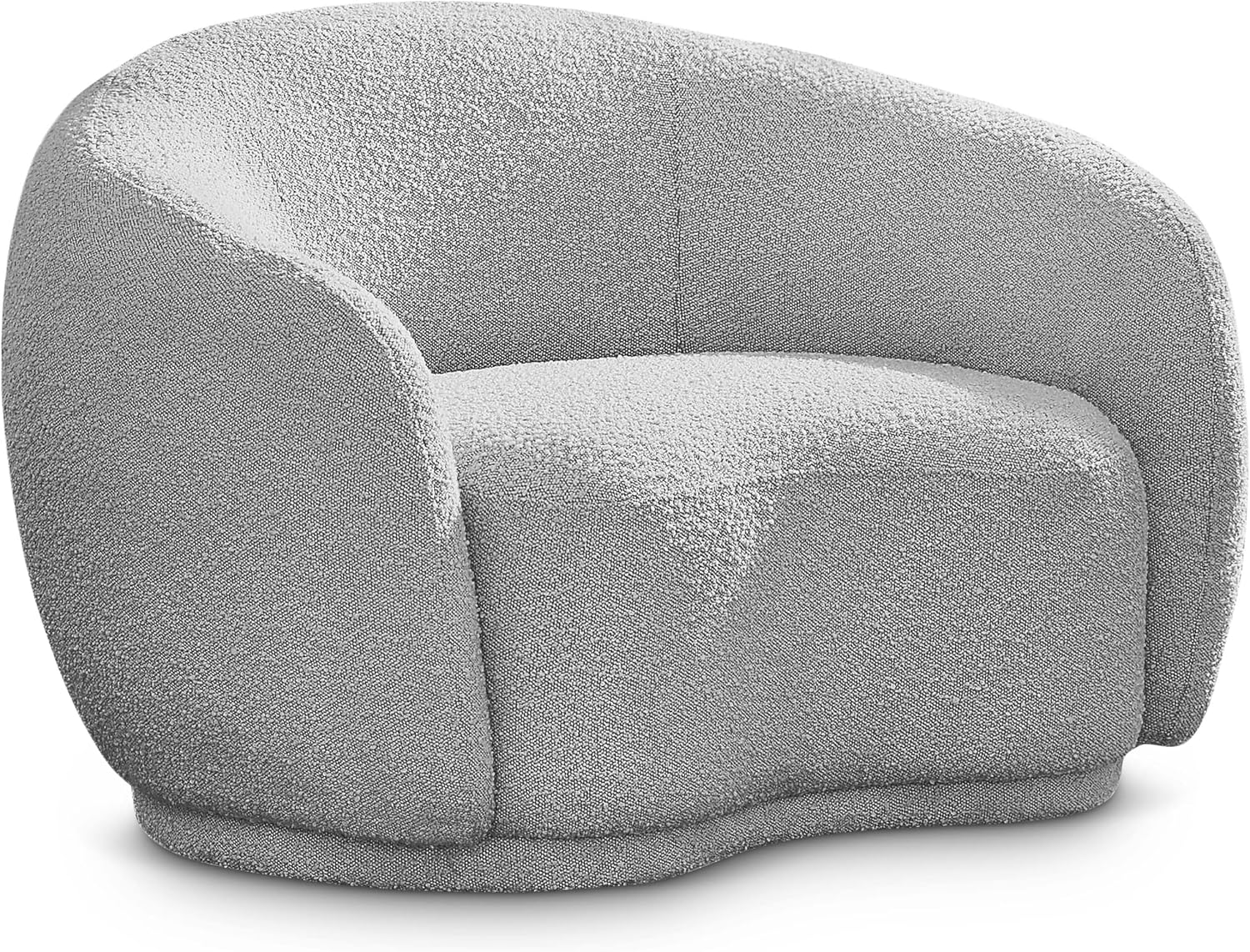 Meridian Furniture 693Grey-C Hyde Collection Modern | Contemporary Boucle Fabric Upholstered Accent Chair with Rounded Back, Grey, 42' W x 38' D x 27.5' H