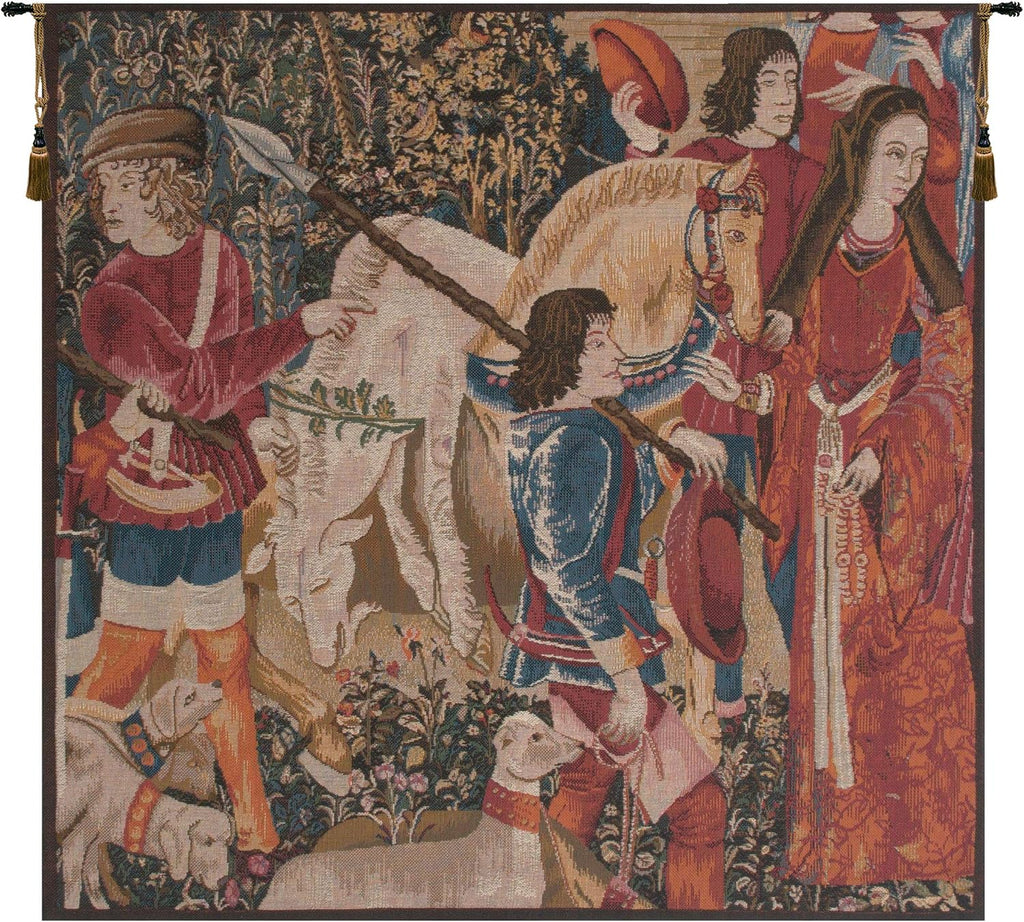 Charlotte Home Furnishings Inc. Death Of The Unicorn French Tapestry Wall Hanging 28 X 28 Inch Viscose Cotton And Polyester Blend Wall Art Perfect For Home Decor Room Decor And Wall Decor