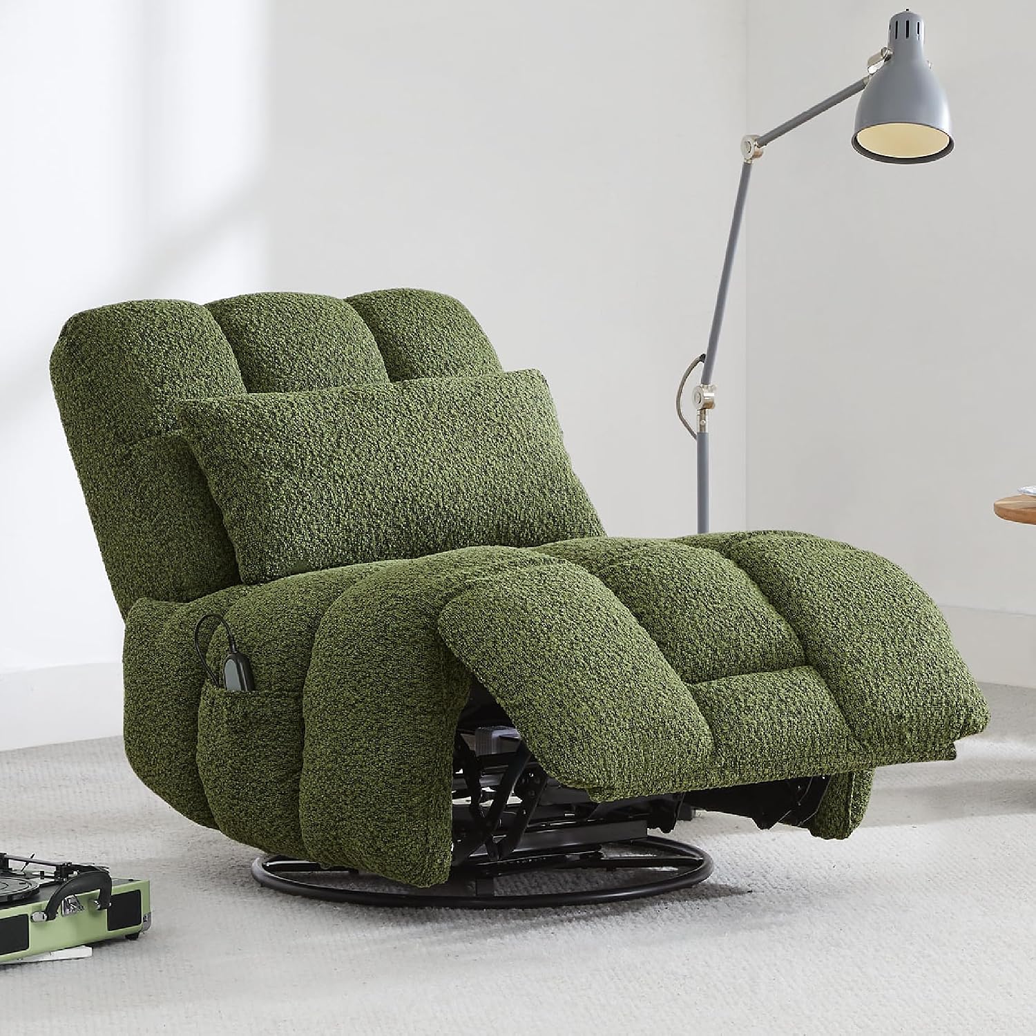 Watson & Whitely Oversized Power Recliner Chair for Adults, Swivel Rocker Recliner Chair with Lumbar Support, Ultra-Comfy Glider Recliner for Living Room Theater Seating Single Sofa, Olive