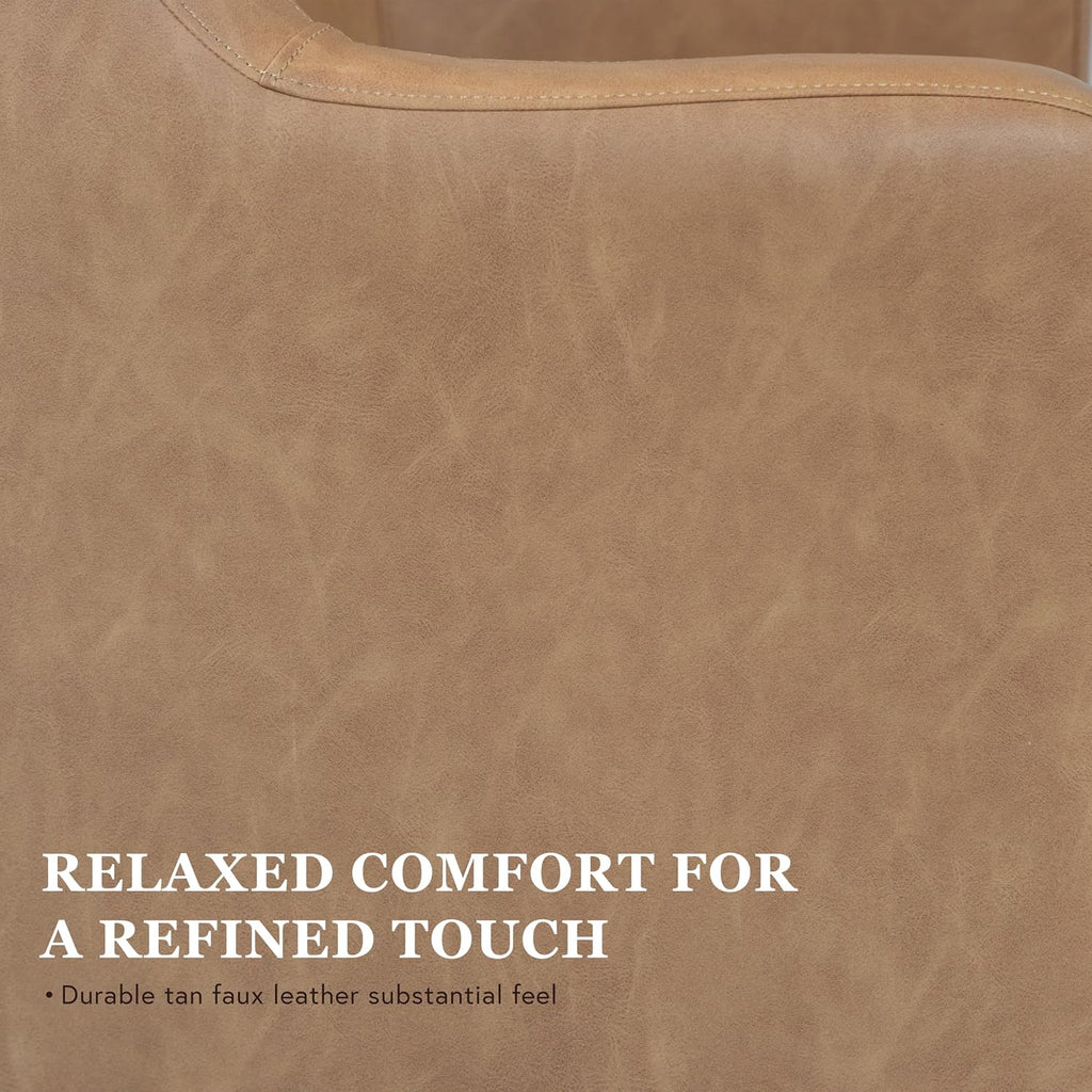 HomePop 360° Barrel Back Swivel Chair - Sand Faux Leather