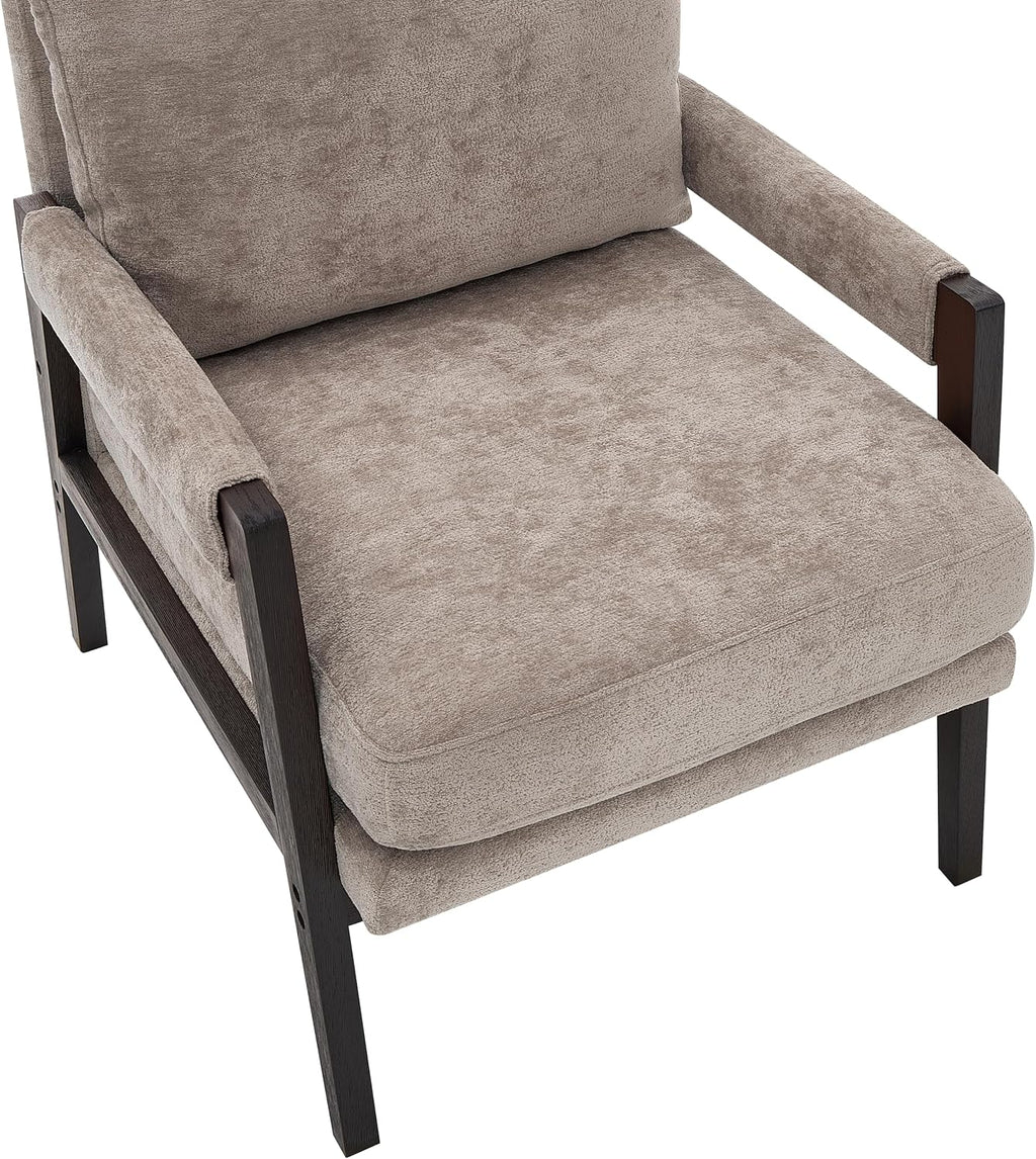 Roundhill Furniture Kelly Mid-Century Modern Chenille Upholstered Accent Armchair, Gray