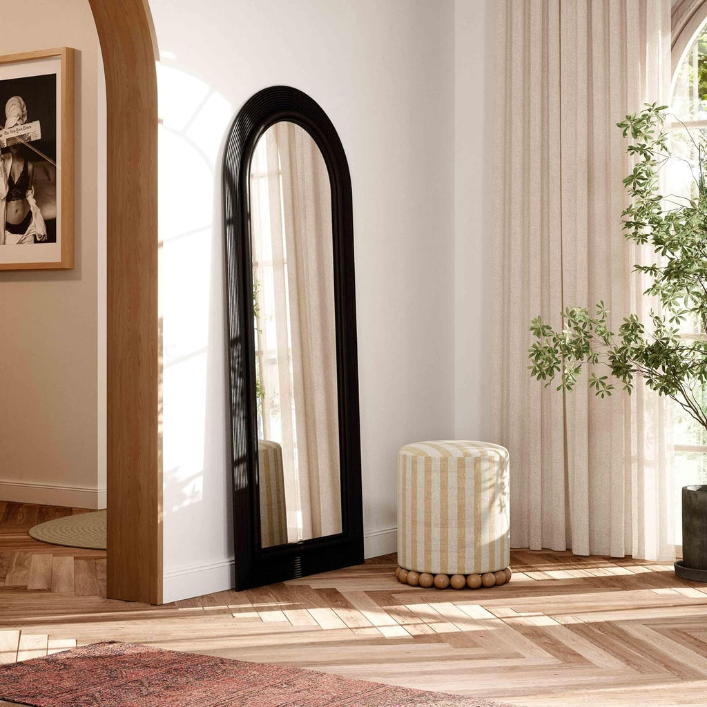 Tov Furniture Tanya Black Rattan 70' Floor Mirror