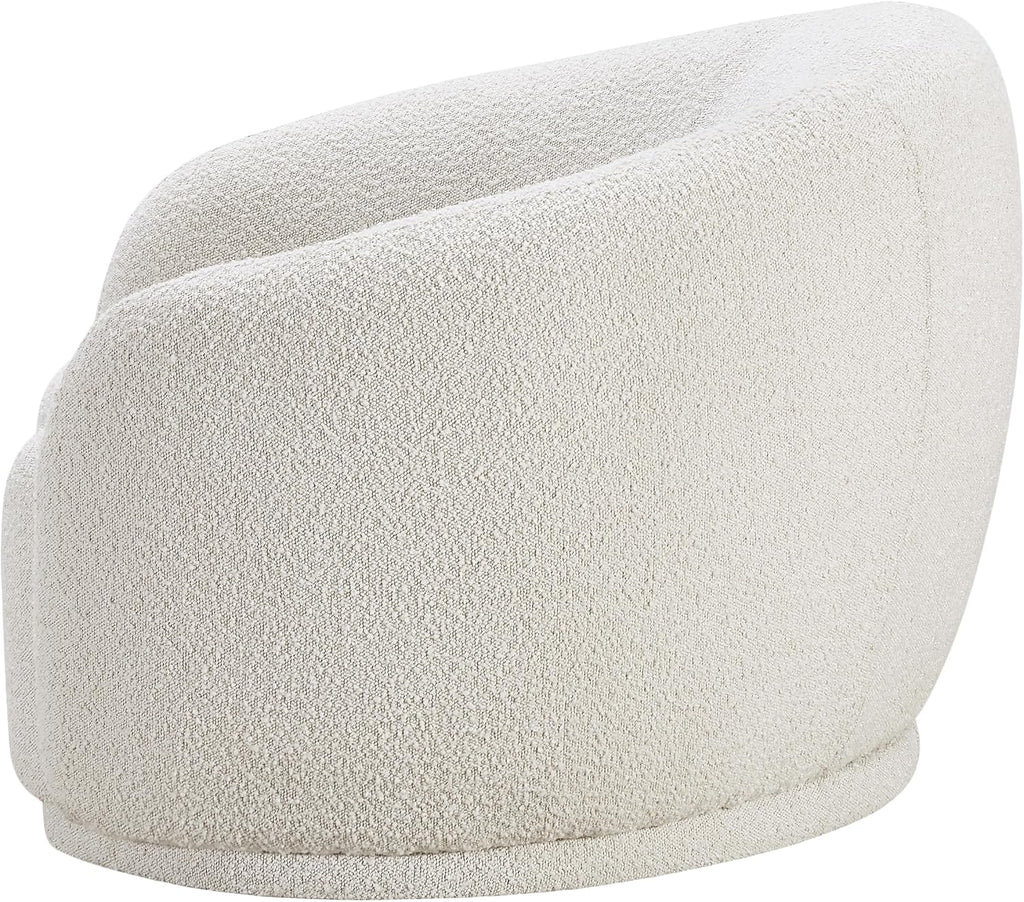 Meridian Furniture 693Cream-C Hyde Collection Modern | Contemporary Boucle Fabric Upholstered Accent Chair with Rounded Back, Cream, 42' W x 38' D x 27.5' H
