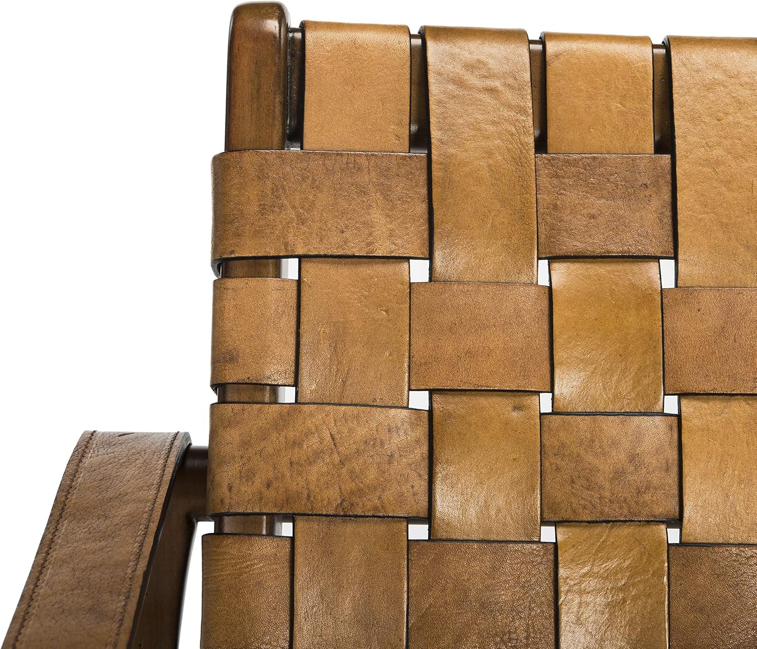 Safavieh SFV9005B Home Collection Dilan Leather Brown & Light Brown Safari Accent Chair Light