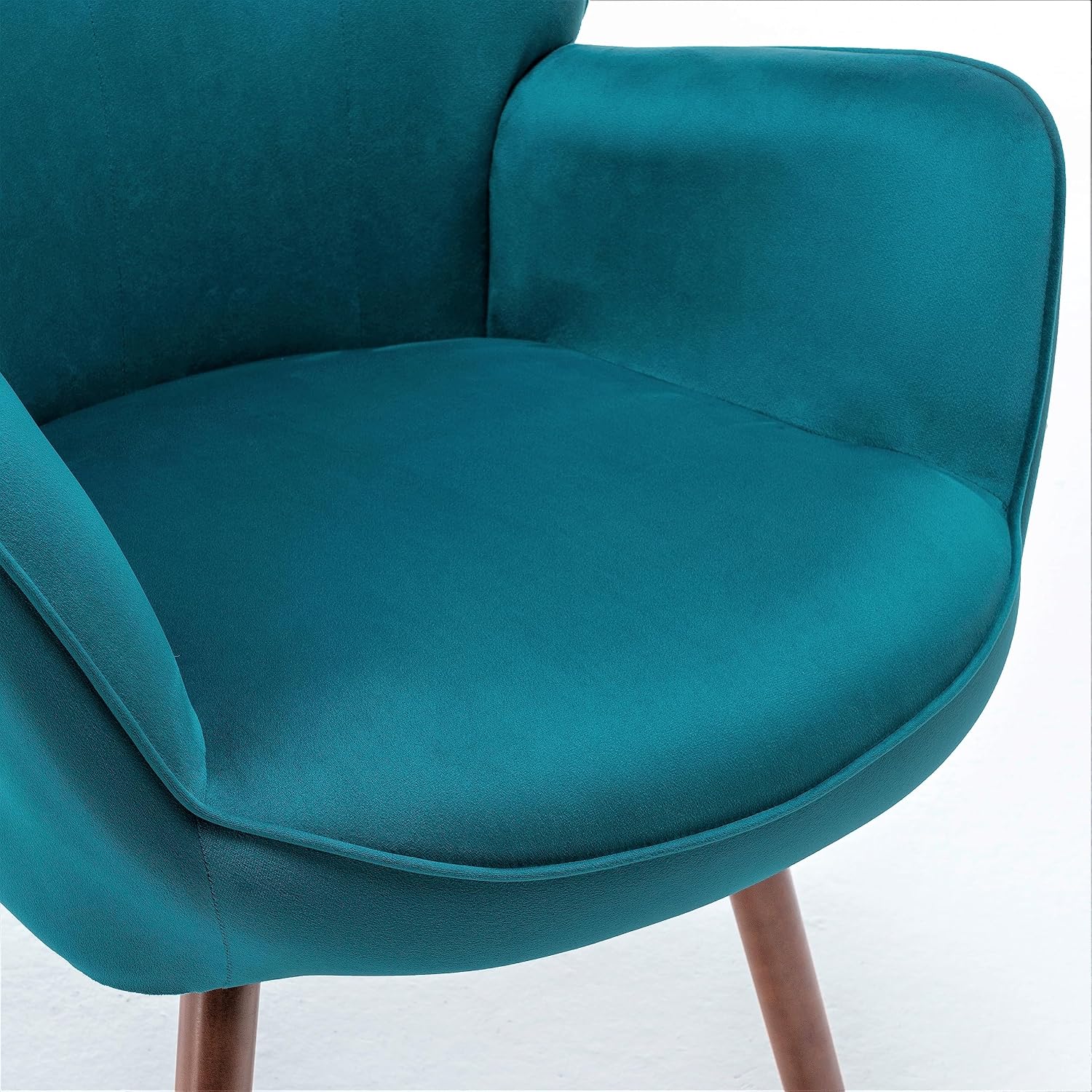Container Furniture Direct Chic Accent Arm Chairs for Living Room, Bedroom, or Home Office, Button-Tufted Midcentury Armchair with Wingback Design and Splayed Legs, Greynish Blue
