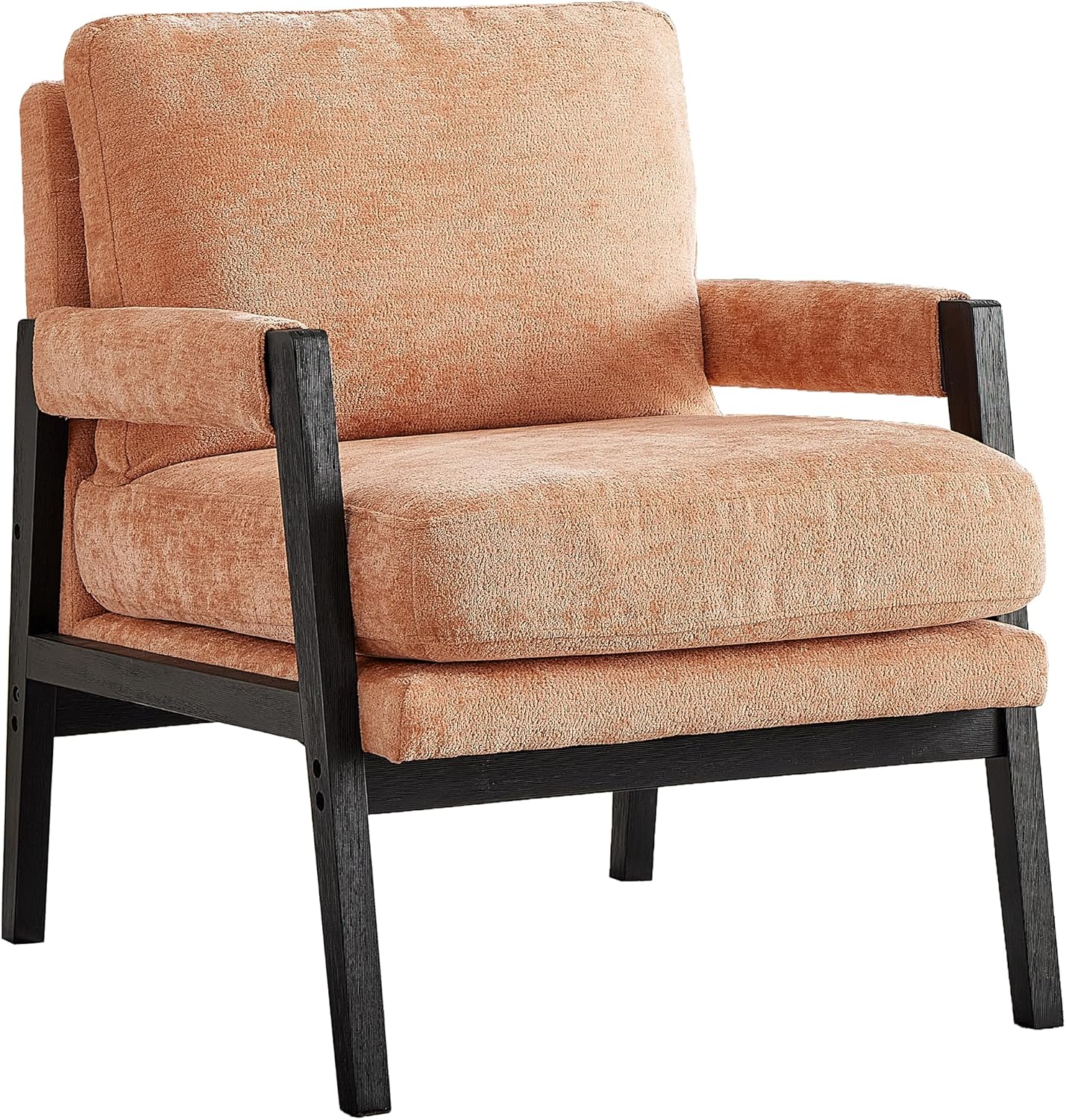 Roundhill Furniture Kelly Mid-Century Modern Chenille Upholstered Accent Armchair, Orange