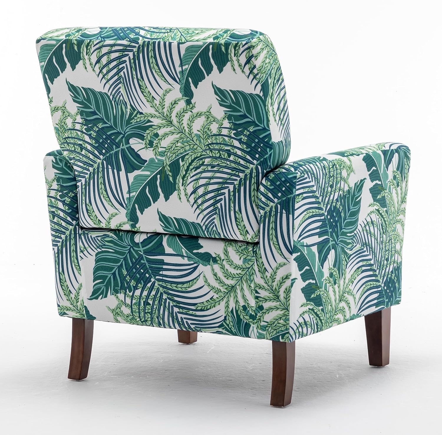 Container Furniture Direct Contemporary Accent Arm Chair with Birch Wood Frame and Velvet Upholstery, Armchair for Office and Living Room Decor, Removable Cushions, 01 Printed Fabric