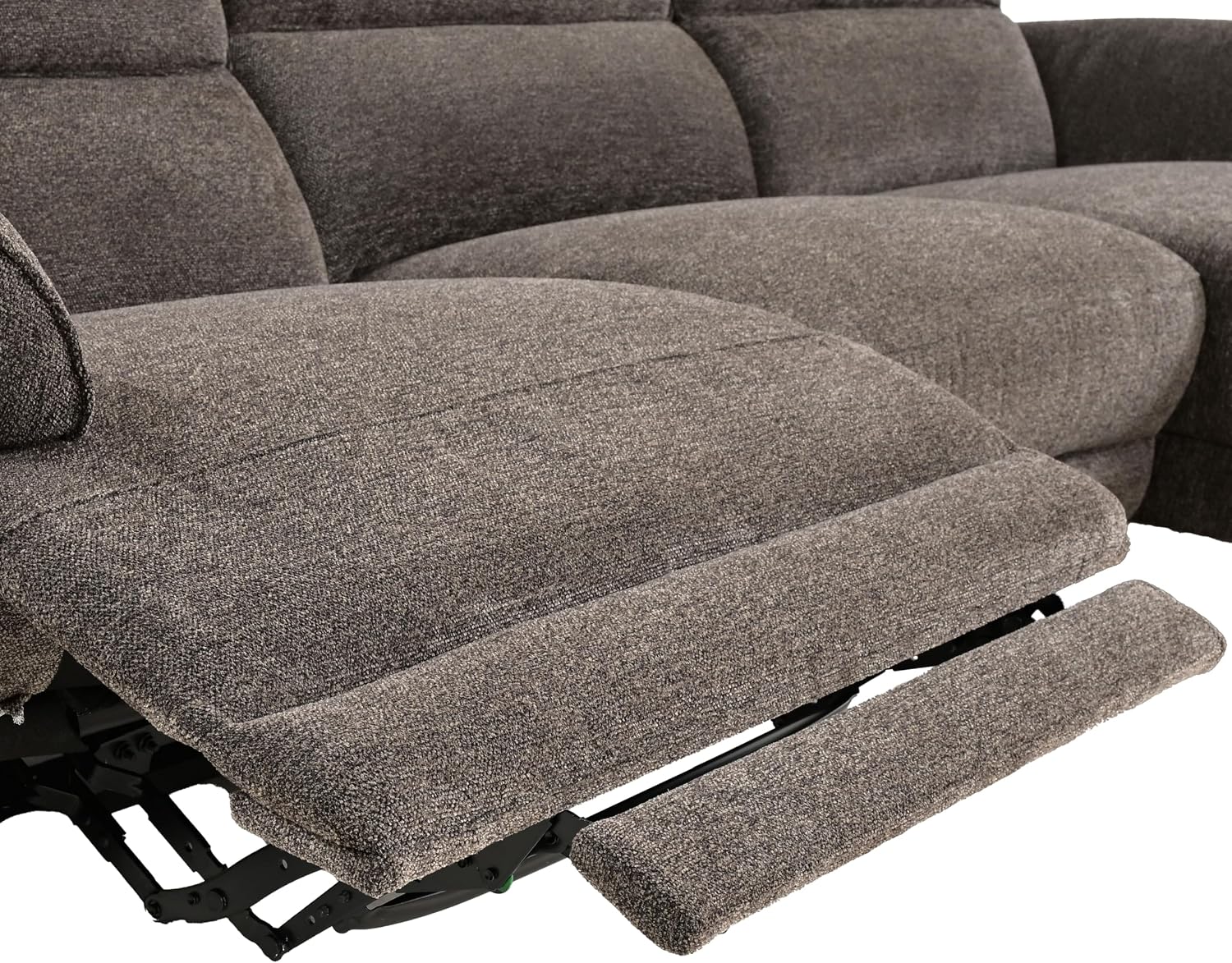 Furniture of America Drex Modern Chenille Sectional Recliner with Chaise and USB Ports, Reclining Sofa, L Shaped Comfy Couches for Living Room, Home Theater, Right Facing, Brown
