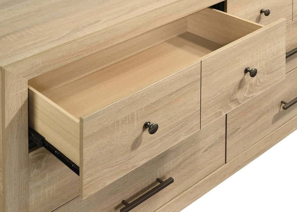 Coaster Home Furnishings - Arielle - Wood - 6-Drawer Dresser with Transitional Style, Scratch-Resistant Laminate, Metal Glides and English Dovetail - Bedroom - Light Oak - 223113