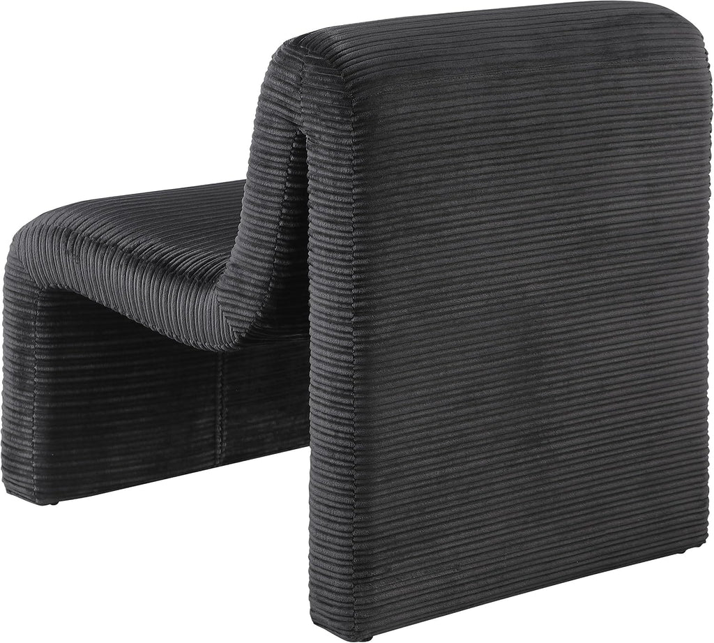 Coaster Home Furnishings - Drayton - Wood and Metal - Upholstered Armless Accent Chair with Sinuous Curves, Ribbed Detailing and Foam Padding - Living Room - Black - 907526