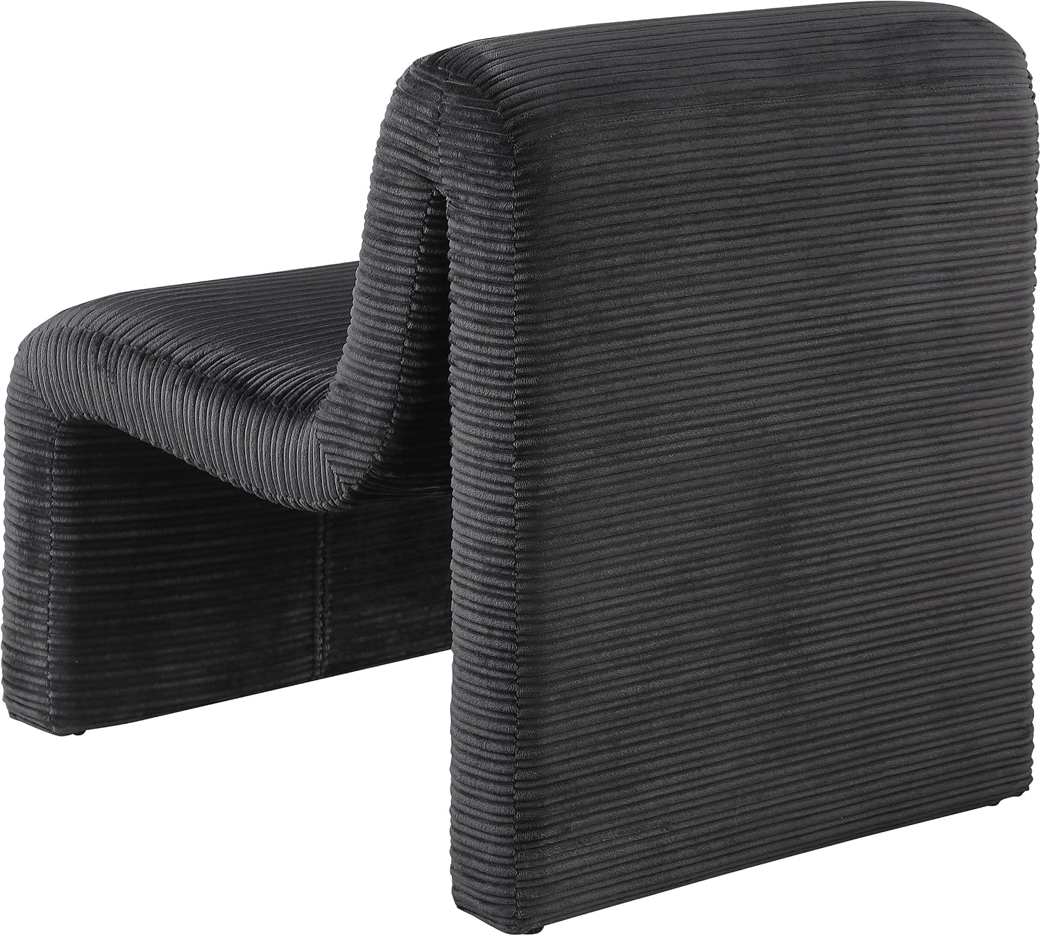 Coaster Home Furnishings - Drayton - Wood and Metal - Upholstered Armless Accent Chair with Sinuous Curves, Ribbed Detailing and Foam Padding - Living Room - Black - 907526