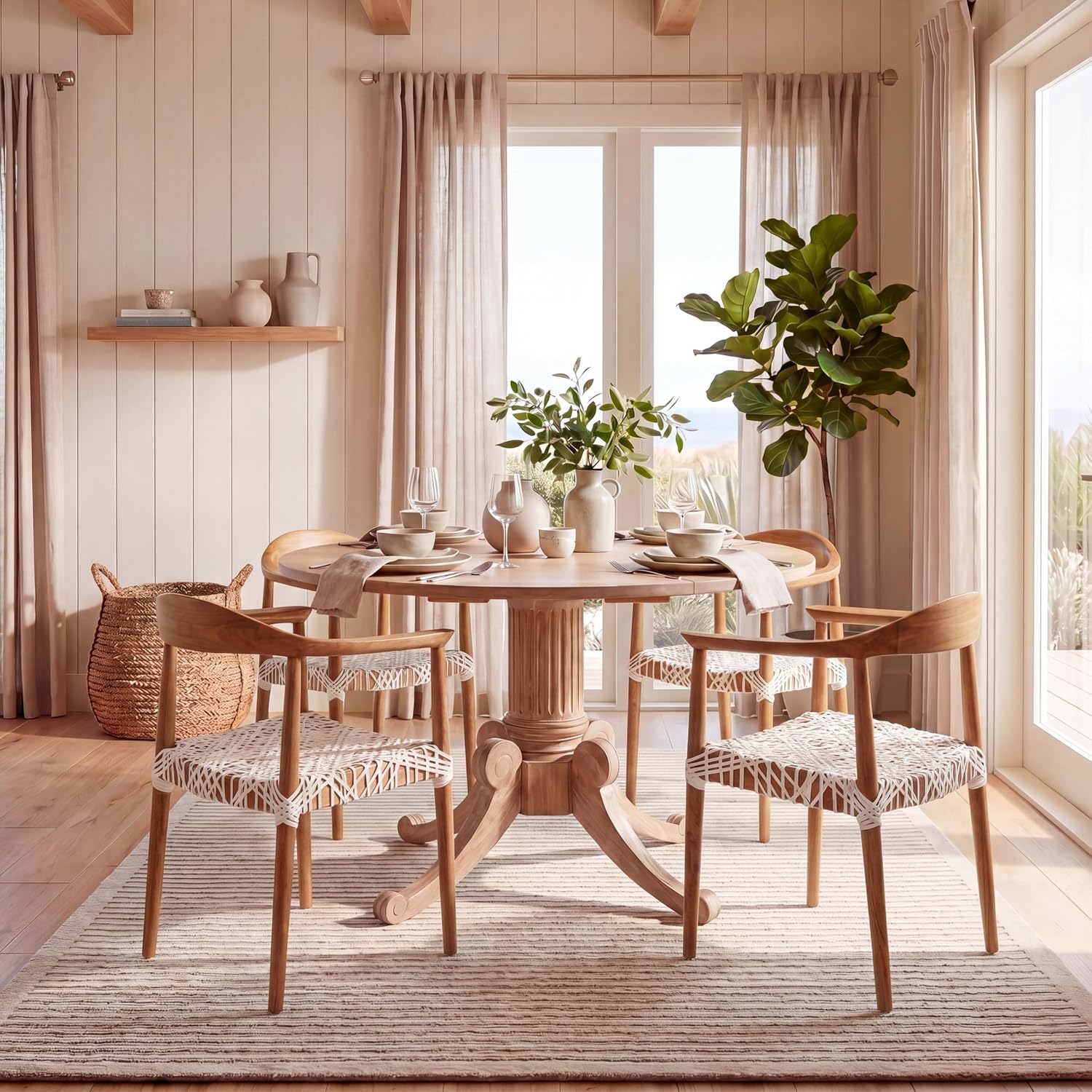 Safavieh Home Collection Juneau Leather Woven Natural and Off-White Accent Chair