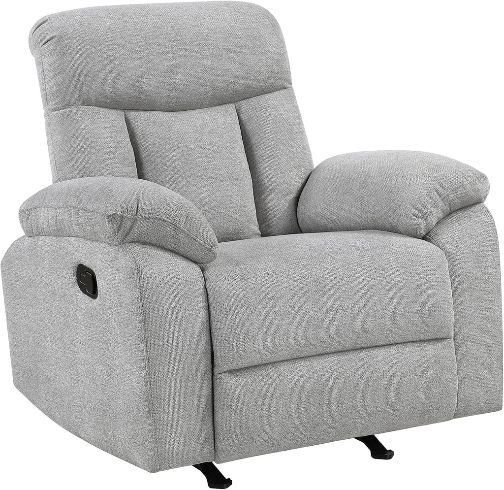 Lexicon Manual Rocker Recliner Chair for Living Room, Chenille Fabric Upholstered Rocking Reclining Chair, Home Theater Seating, Easy Assembly, Recliner, Gray