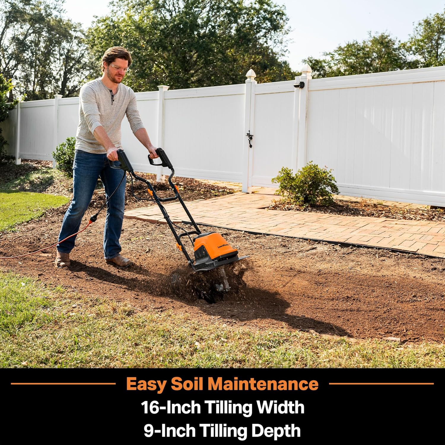 LawnMaster TE1216M Electric Tiller 12-Amp, 16-Inch