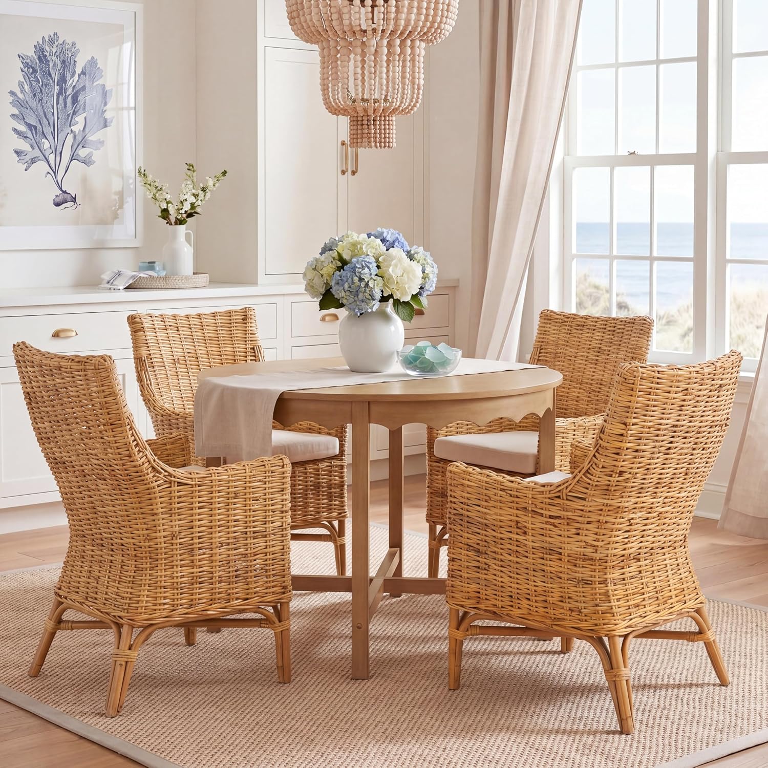Safavieh Home Collection Cristen Rattan Cushion Accent Chair, Natural/White (ACH6513B)