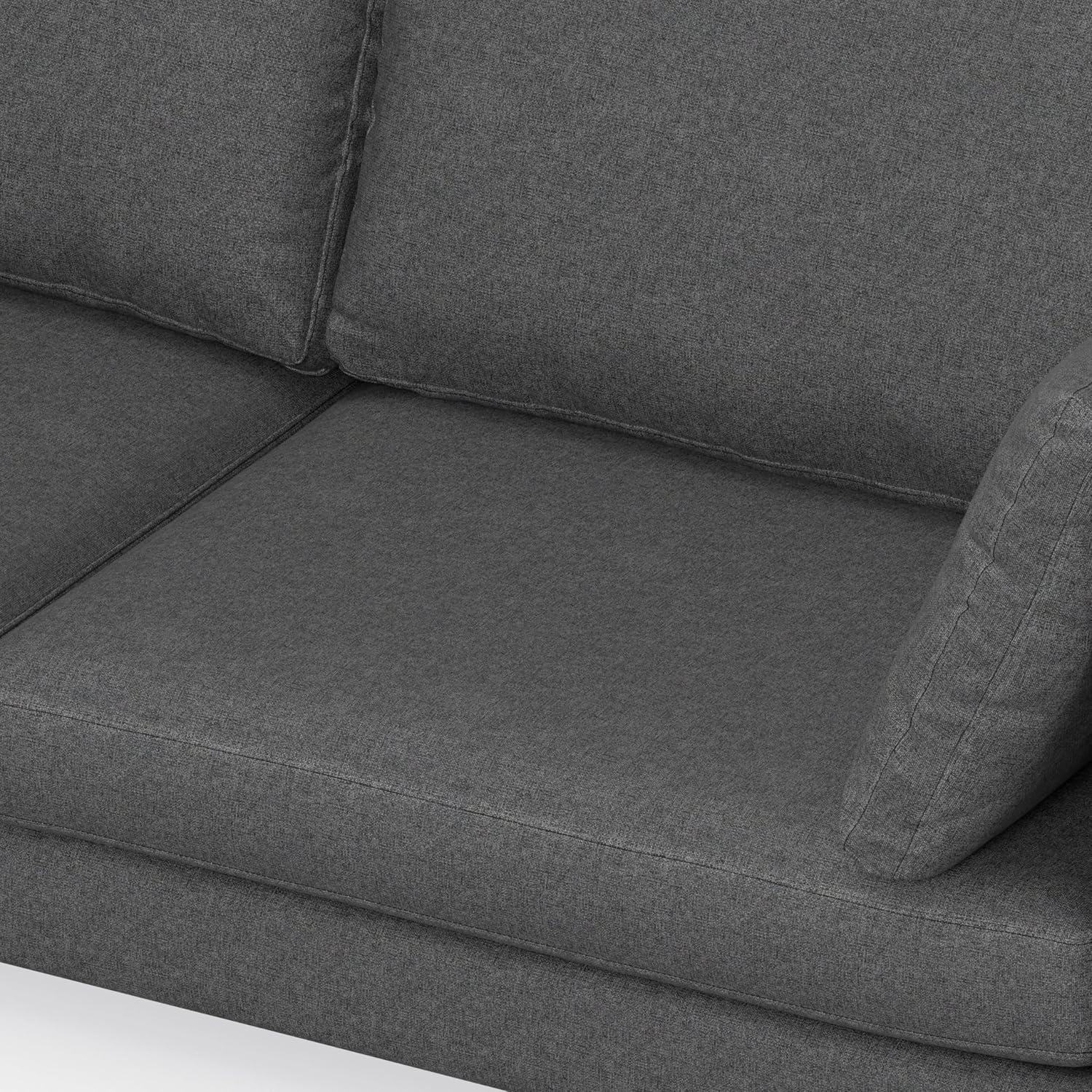 SIMPLIHOME Ava Sofa and Ottoman in 100% Recycled Polyester Performance Fabric, Pebble Grey, 90-inch-Wide 3-Seater Couch and Matching 36-inch-Wide Table Ottoman for Living Room, 2-Piece Set