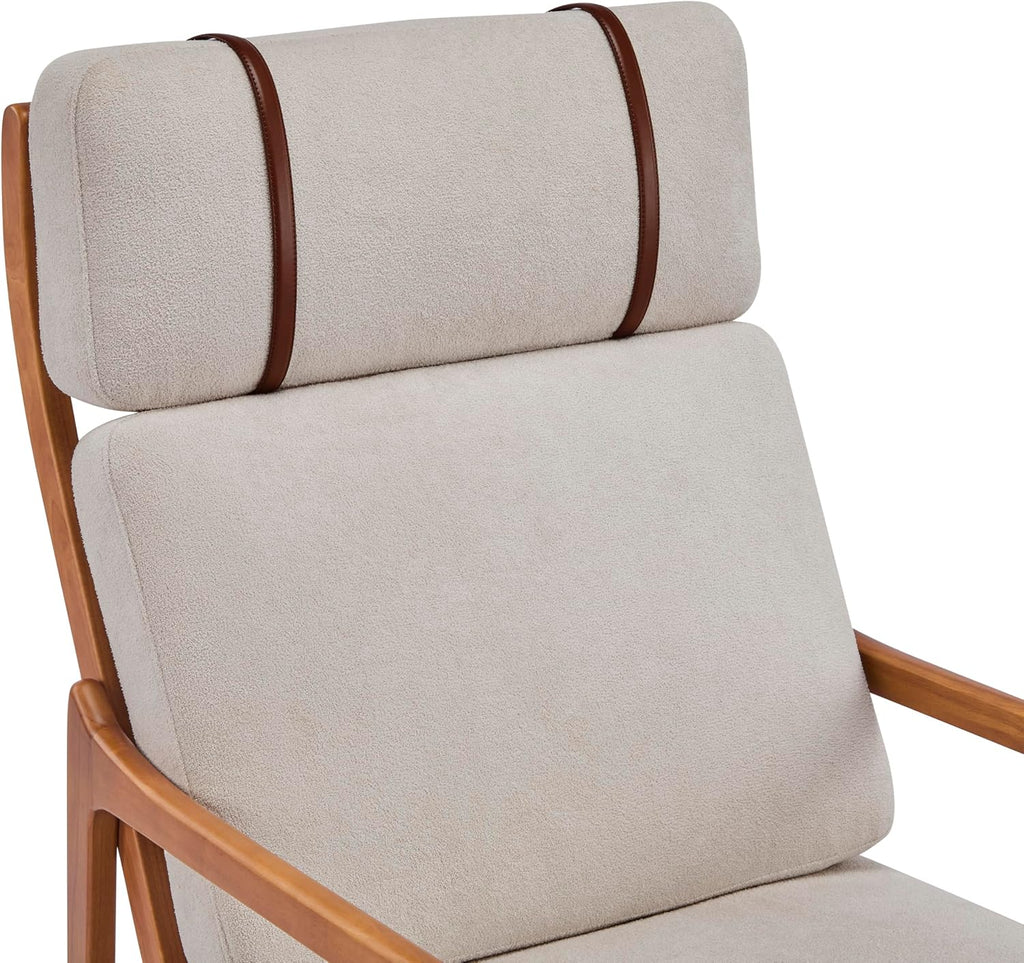 Christopher Knight Home Nadine Upholstered Accent Chair, Wooden Club Chair, Cushions Support Armchair, Comfy Lounge, Single Reading Sofa, Solid Wood Frame Armchair for Living Room Home, Light Gray