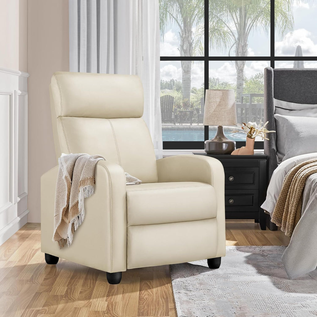 Topeakmart Recliner Chair for Living Room Recliner Sofa Reading Chair Single Sofa Home Theater Seating Modern Reclining Chair Easy Lounge with PU Leather Padded Seat Backrest