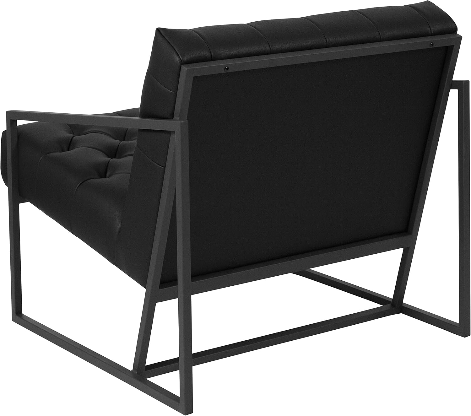 Flash Furniture Hercules Madison Series LeatherSoft Tufted Lounge Chair, Tufted Retro Accent Chair for Living Room or Office, Black