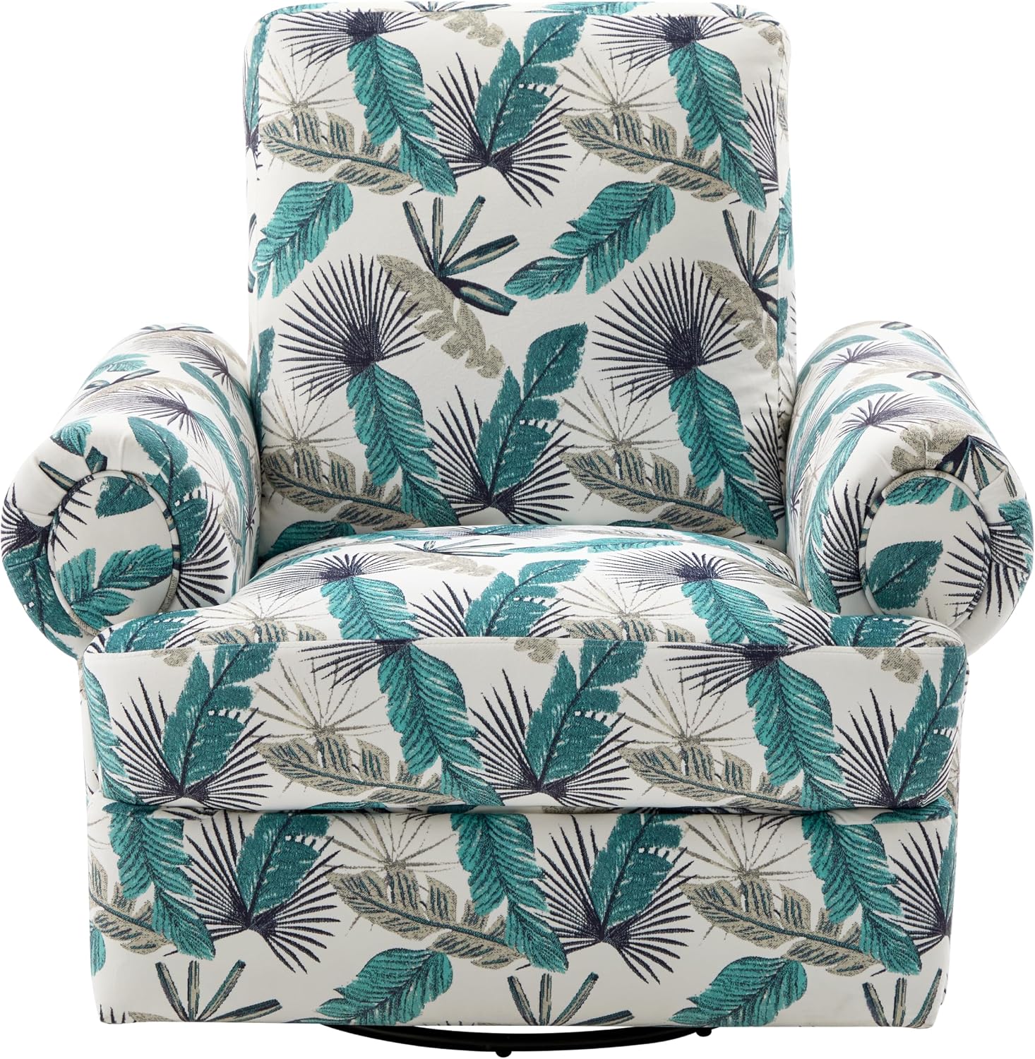 Christopher Knight Home Besty Chenille Upholstered Swivel Recliner Chair, Wooden Swivel Accent Chair with Adjustable Backrest, Super Comfort Rocker Recliner Sofa for Living Room/Bedroom, Green+White