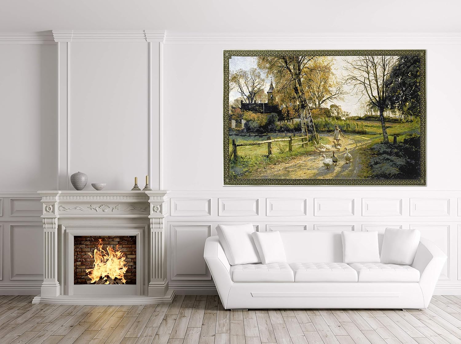 Goose Girl by Peder Monsted | Woven Tapestry Wall Art Hanging | Vibrant Path through Danish Landscape | 100% Cotton USA Size 76x53